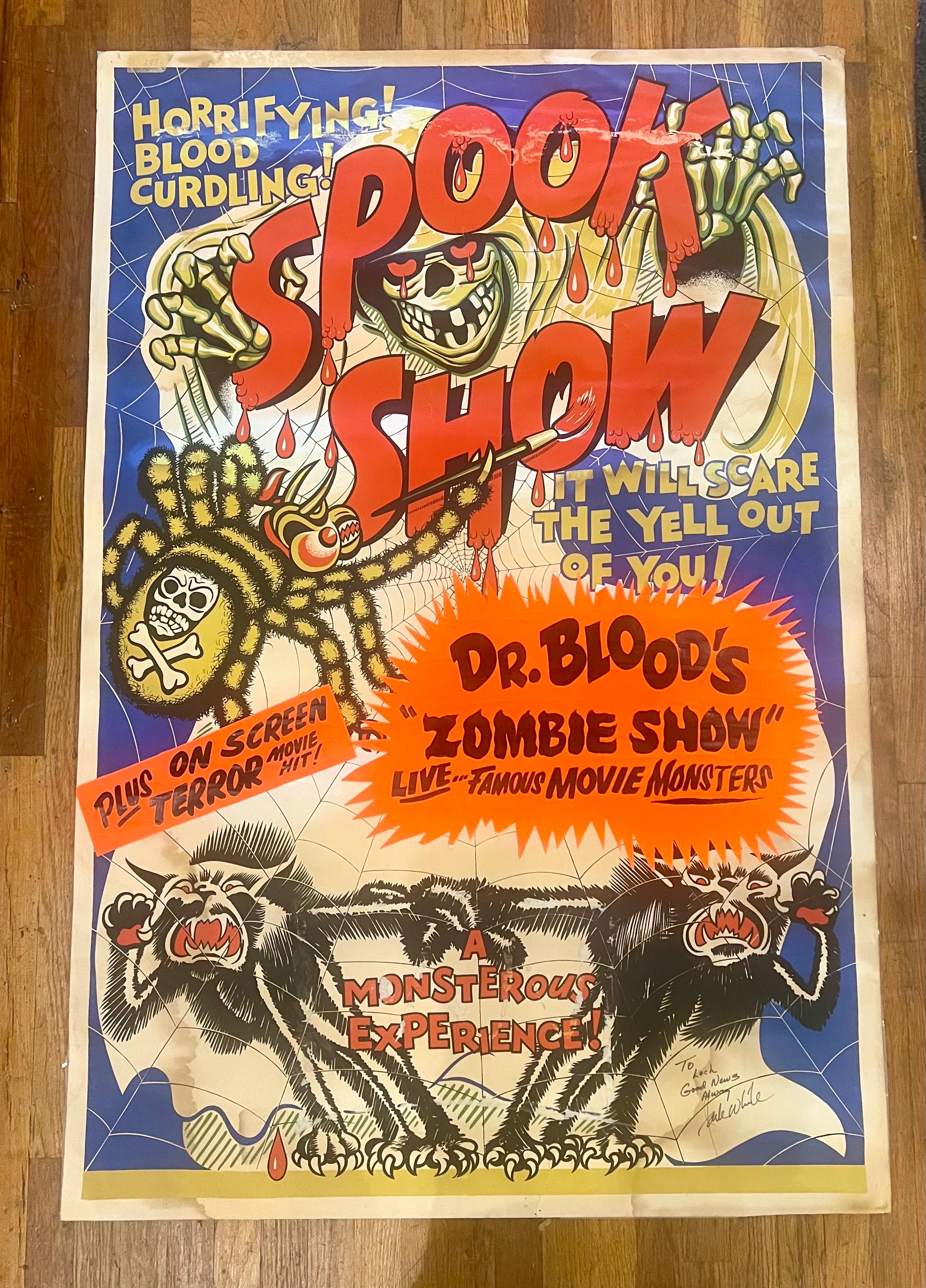 American X Large Spook Show Zombie Show Original Poster Litho Signed