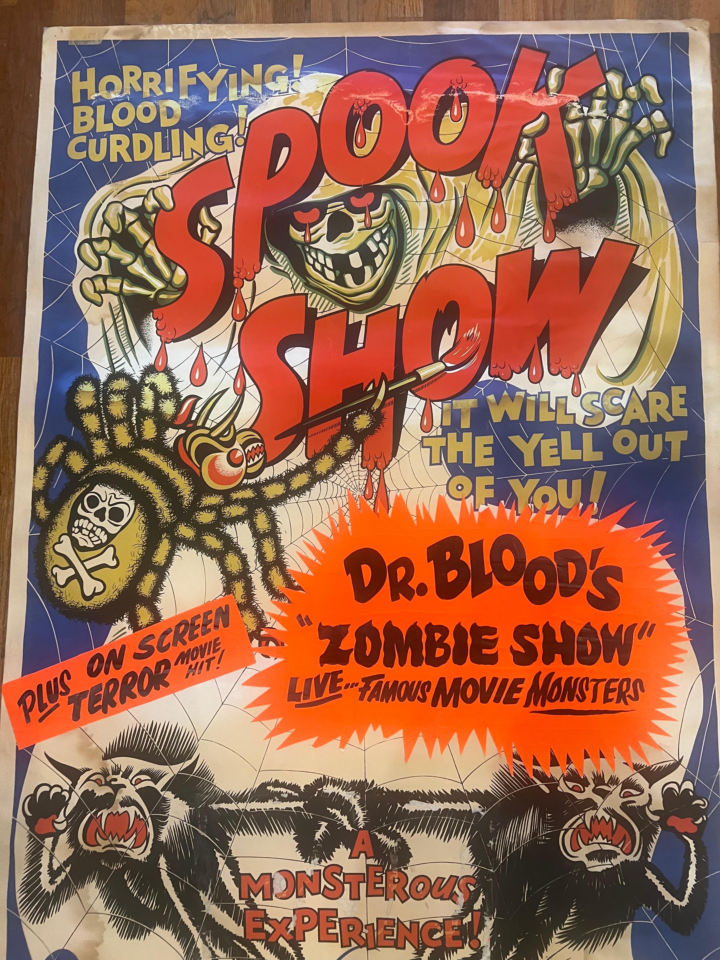 20th Century X Large Spook Show Zombie Show Original Poster Litho Signed