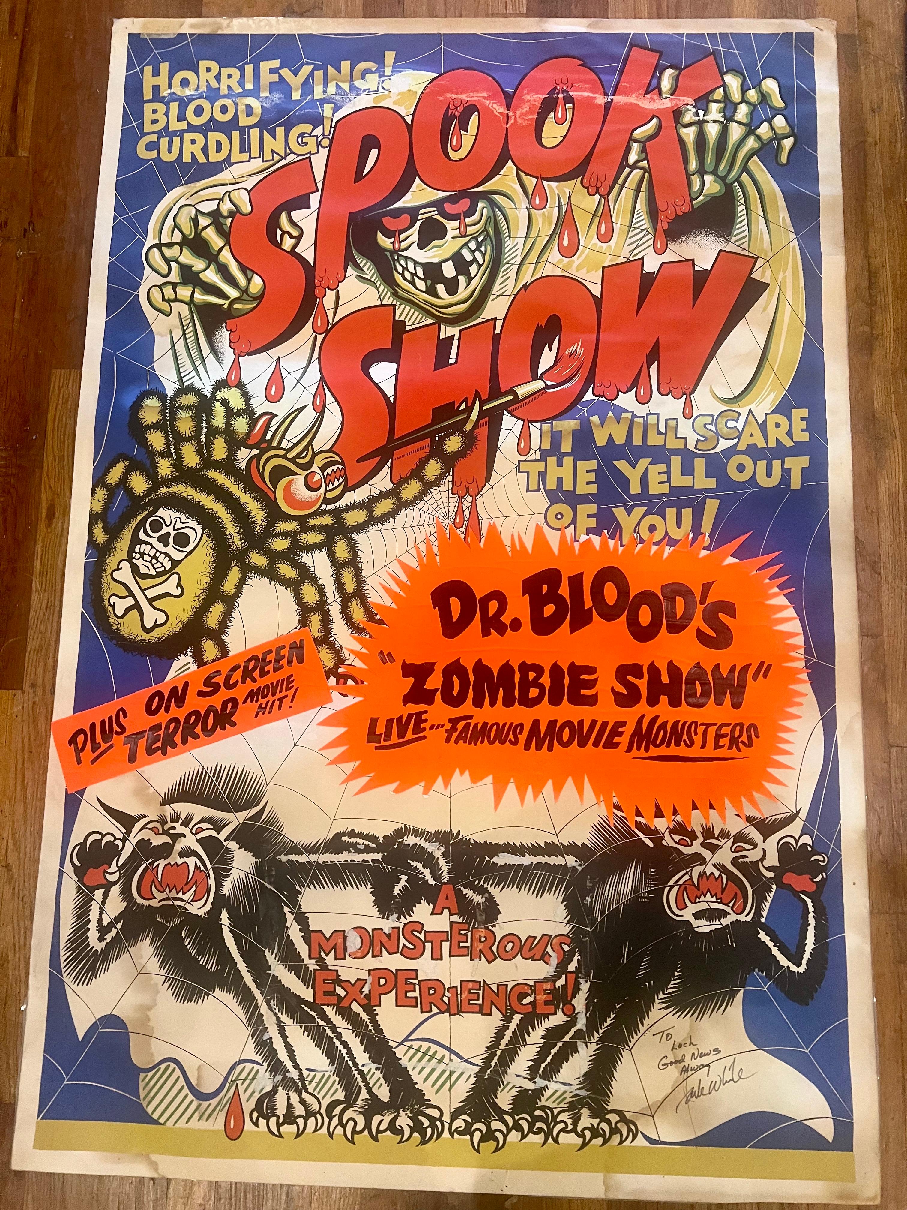 X Large Spook Show Zombie Show Original Poster Litho Signed 1