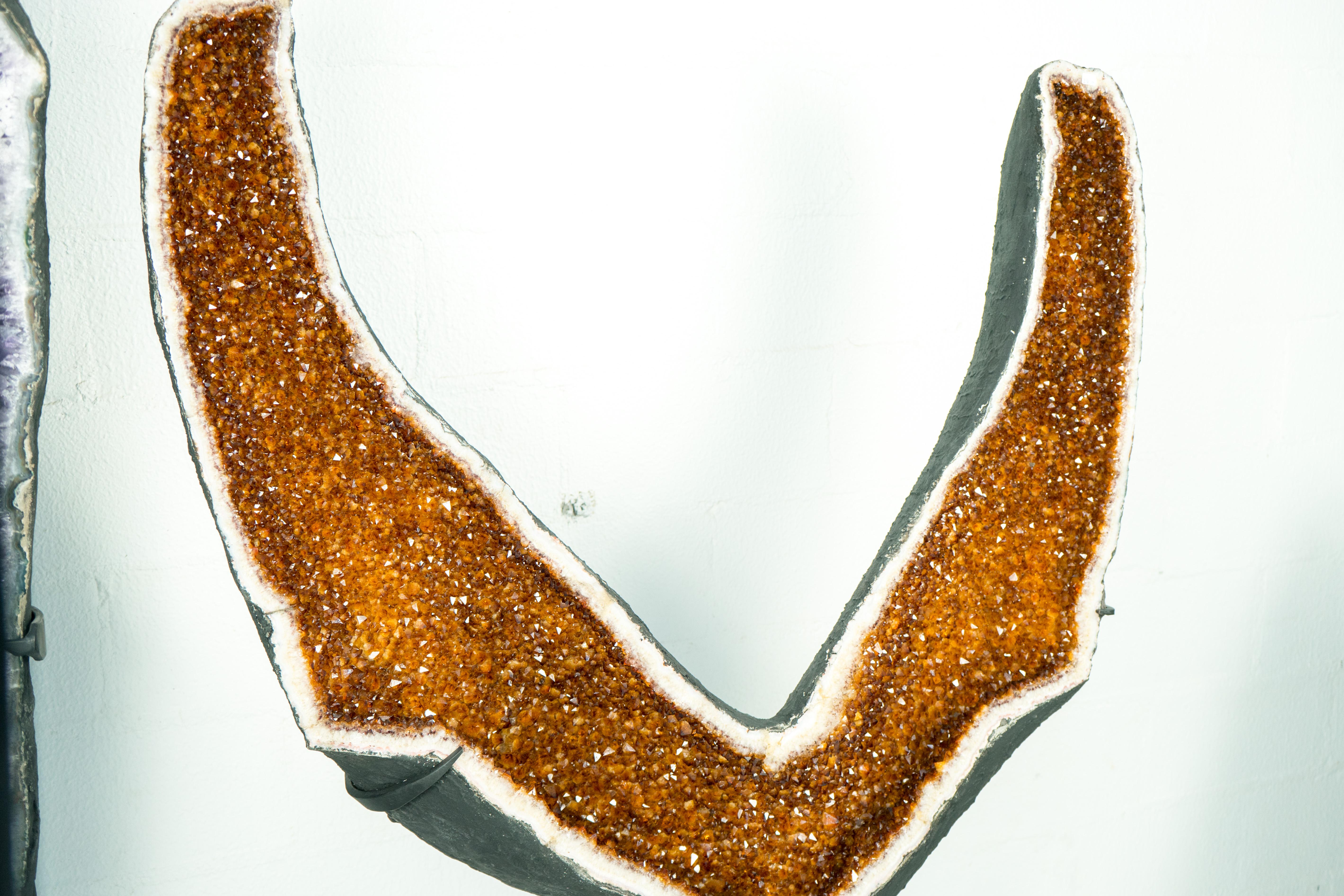 X-Large Spread Wings Citrine Geode with High-Grade Deep Orange Citrine For Sale 4