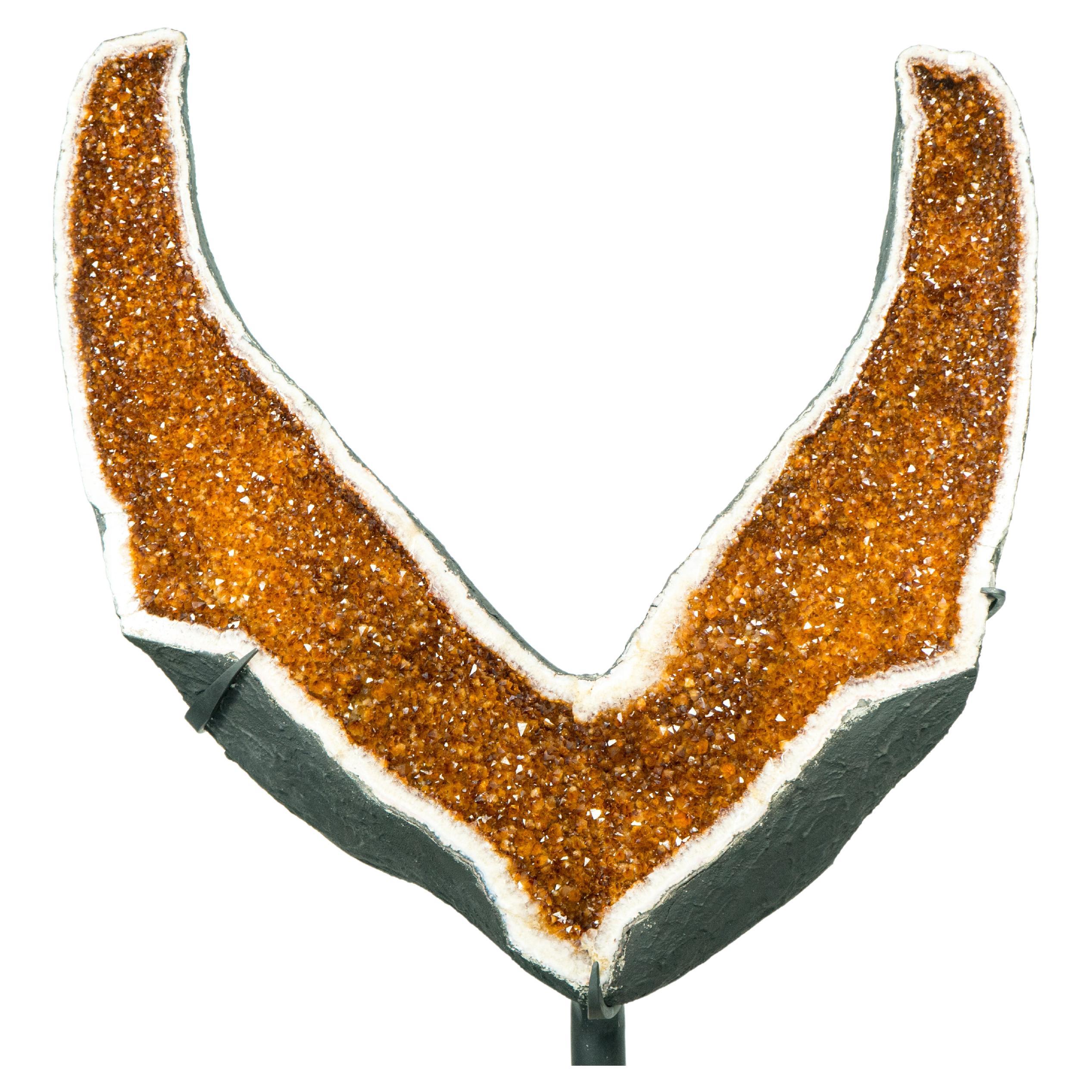 X-Large Spread Wings Citrine Geode with High-Grade Deep Orange Citrine For Sale