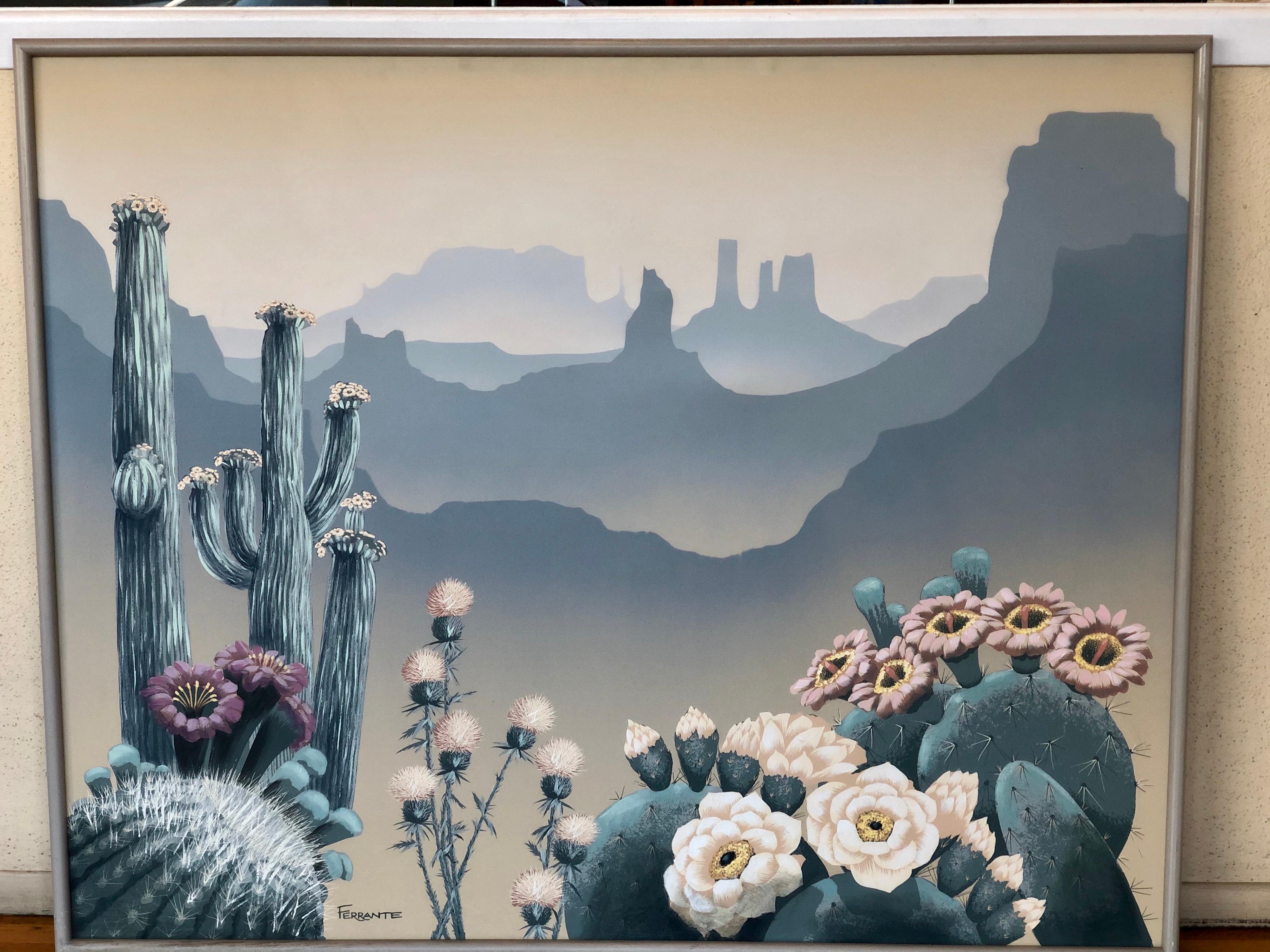 Américain Grande huile sur toile X - Paysage saisissant de l'artiste original répertorié Ferrante