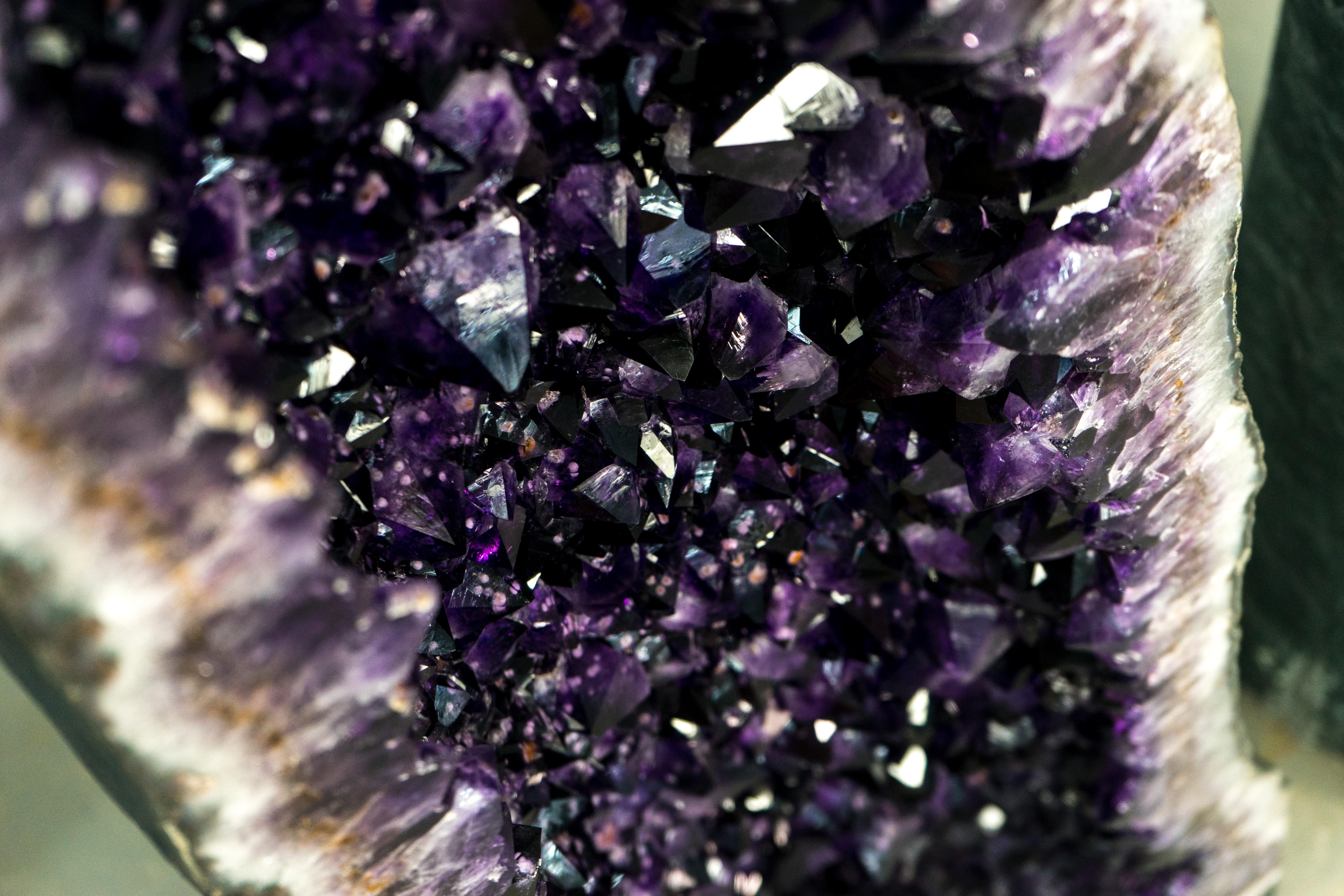 X-Large Tall Amethyst Cathedral Geodes Pair - 5.7 Ft, 750 Lb, with AAA Druzy For Sale 5