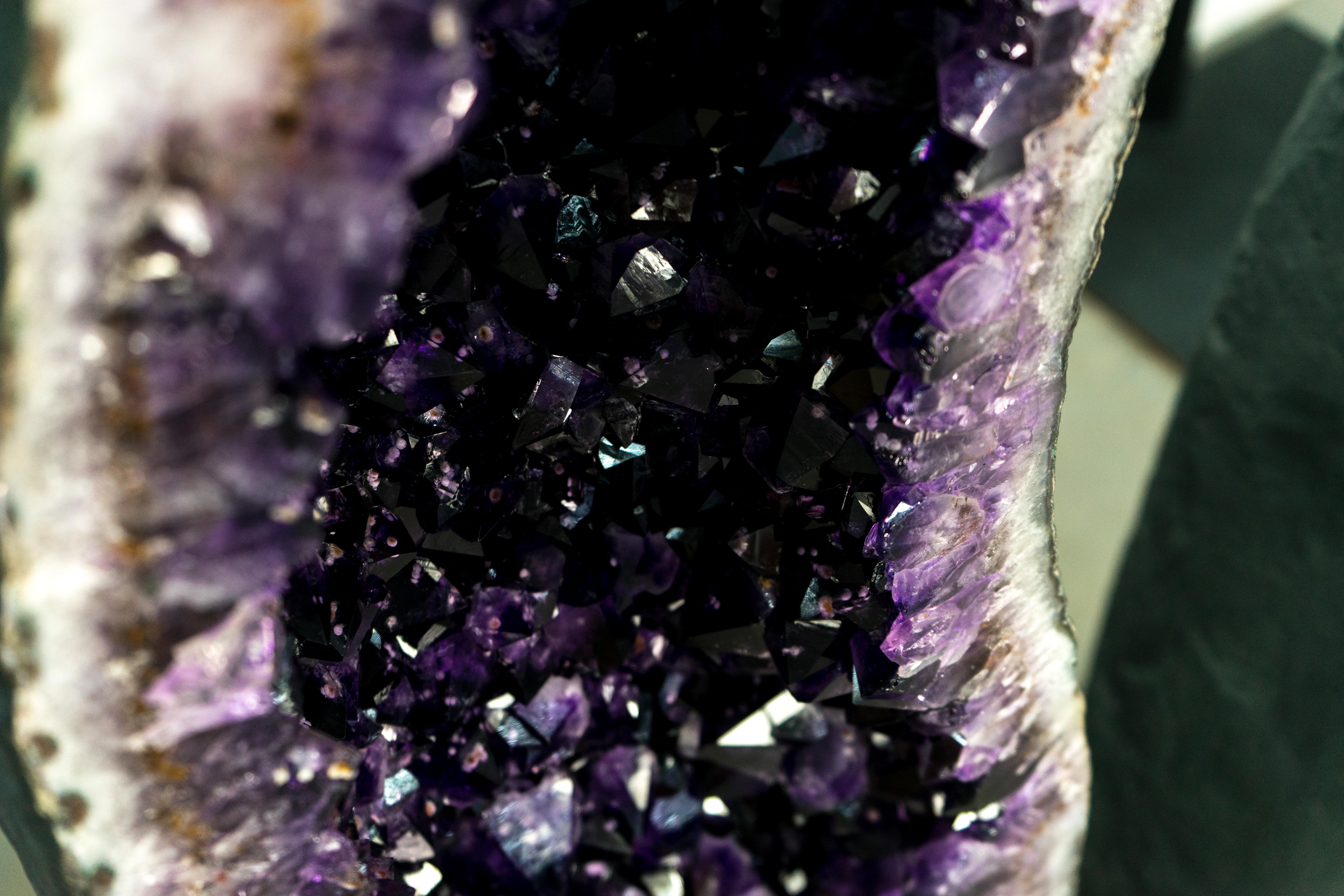 X-Large Tall Amethyst Cathedral Geodes Pair - 5.7 Ft, 750 Lb, with AAA Druzy For Sale 6