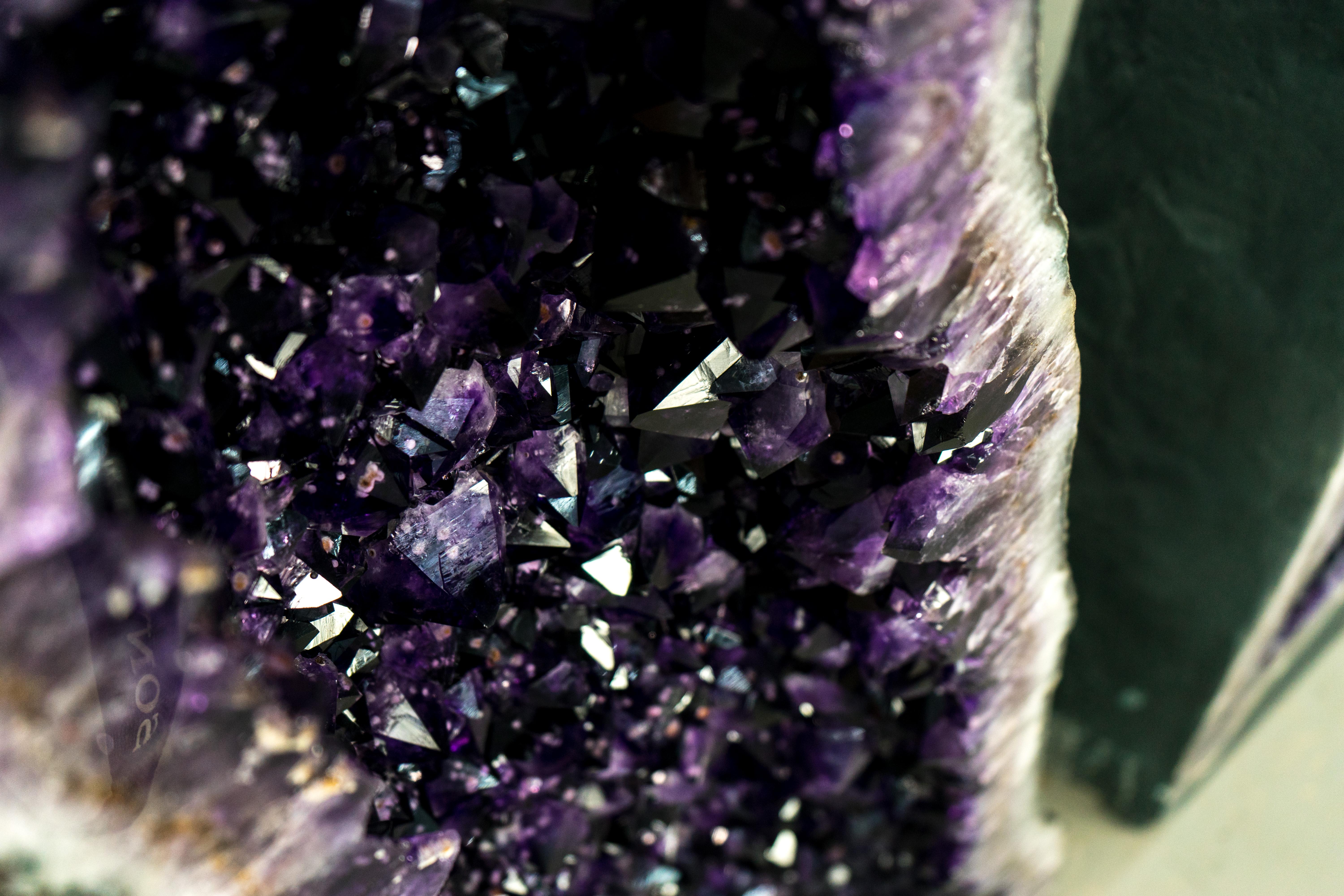 X-Large Tall Amethyst Cathedral Geodes Pair - 5.7 Ft, 750 Lb, with AAA Druzy For Sale 7