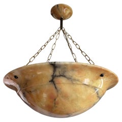 X Large Timeless & Colorful Antique Alabaster Pendant Light / Chandelier 22Ø