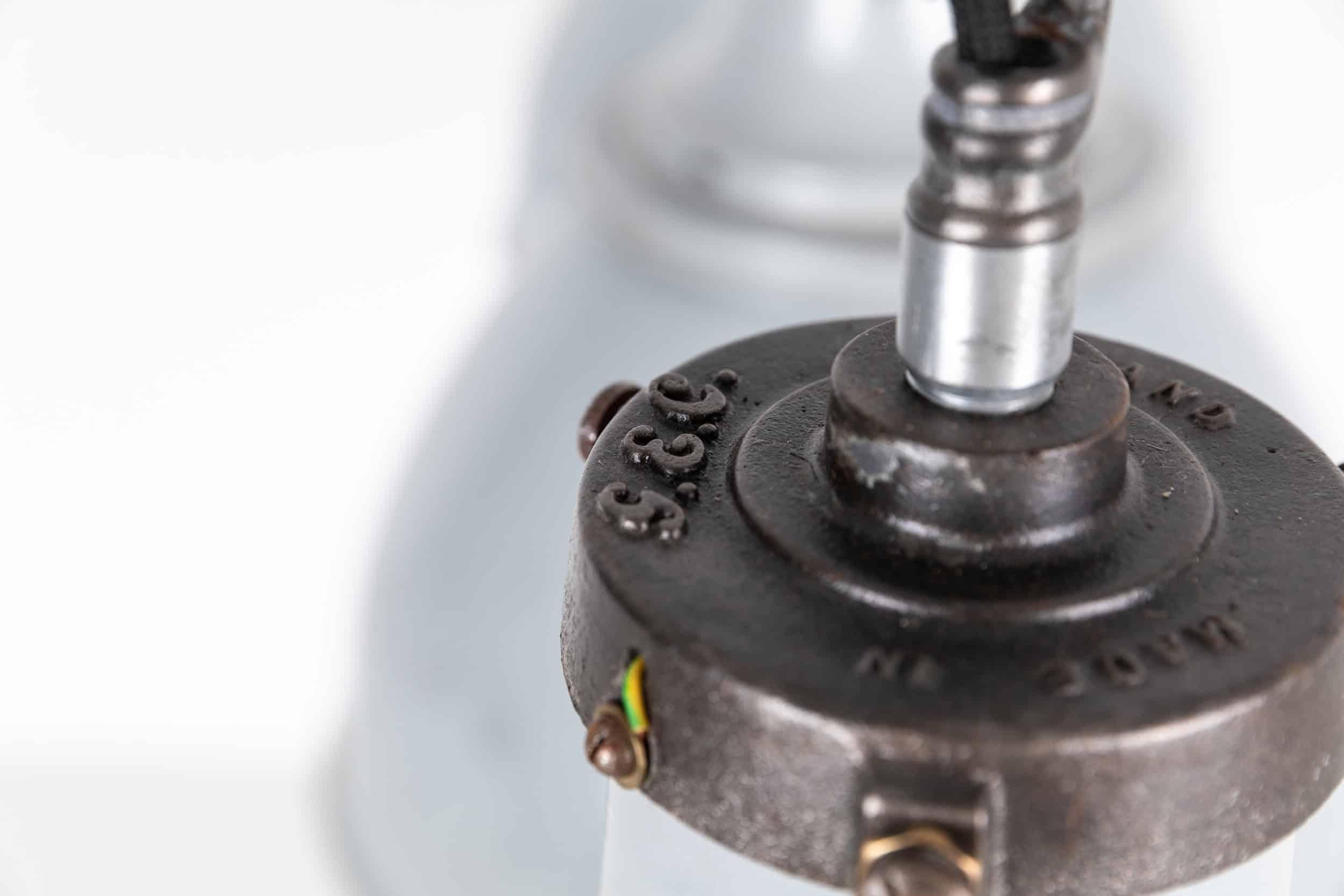 Pressed X-Large Vintage Industrial GEC Grey Enamel Factory Pendant Light, C.1930