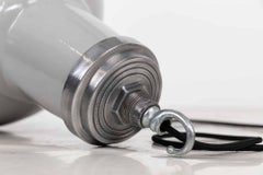 X-Large Vintage Industrial Thorlux Grey Enamel Factory Pendant Light, C.C. 1940