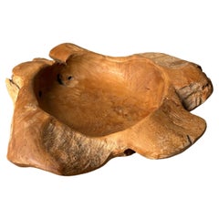 Grand bol en bois d'olivier français, début du 20ème siècle