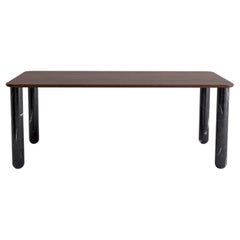 X Large Walnut and Black Marble "Sunday" Dining Table, Jean-Baptiste Souletie