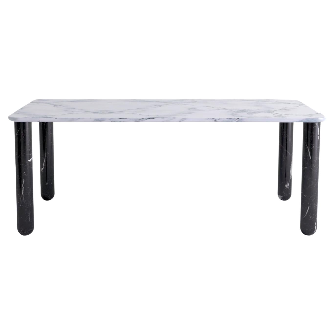X Grande table de salle à manger "Sunday" en marbre blanc et noir, Jean-Baptiste Souletie