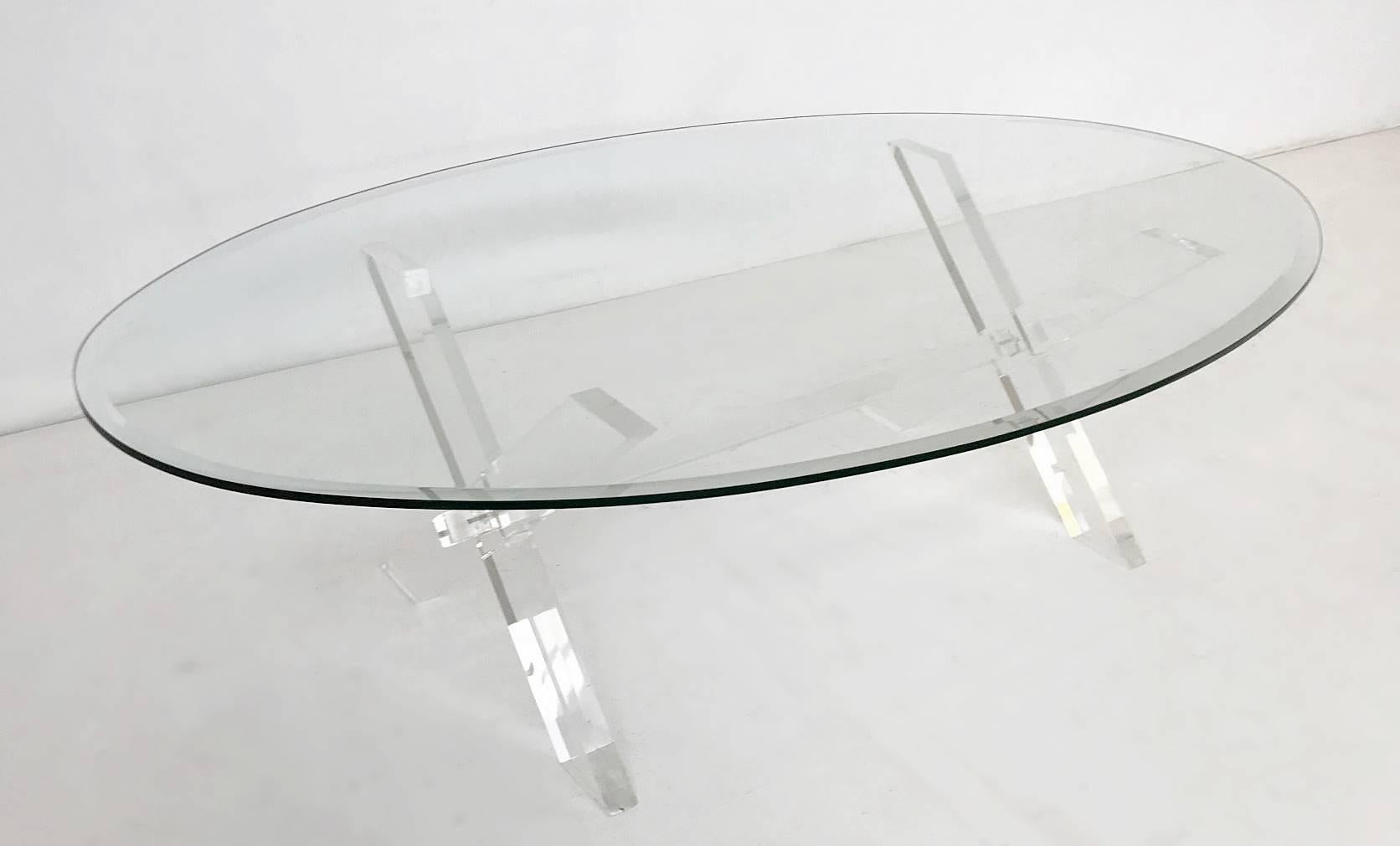 acrylic oval coffee table