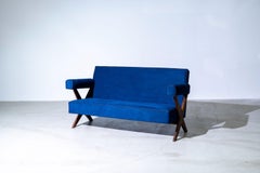 Sofá Easy de 3 plazas con patas en X de Pierre Jeanneret para Chandigarh, India, circa 1960