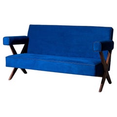 X-leg Easy Sofa 3-Seater by Pierre Jeanneret for Chandigarh, India, Circa 1960