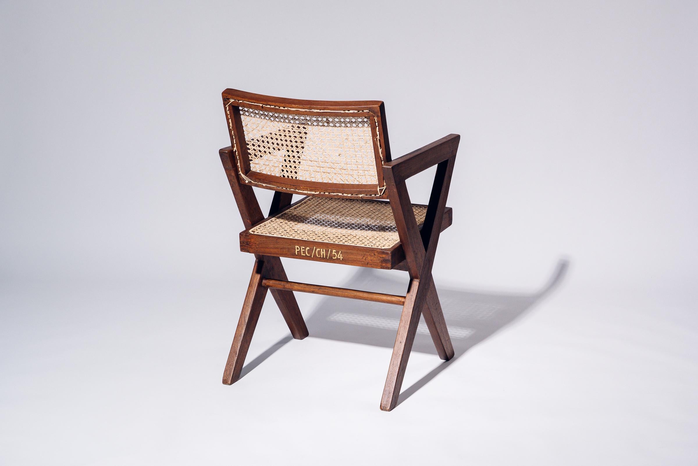 Indiano Sedia da ufficio con gamba a X di Pierre Jeanneret per Chandigarh, India, circa 1963-64 in vendita