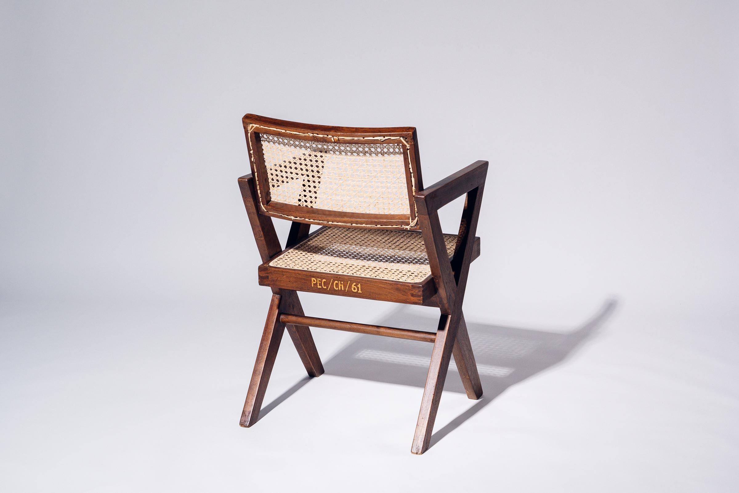 Indiano Sedia da ufficio con gamba a X di Pierre Jeanneret per Chandigarh, India, circa 1963-64 in vendita
