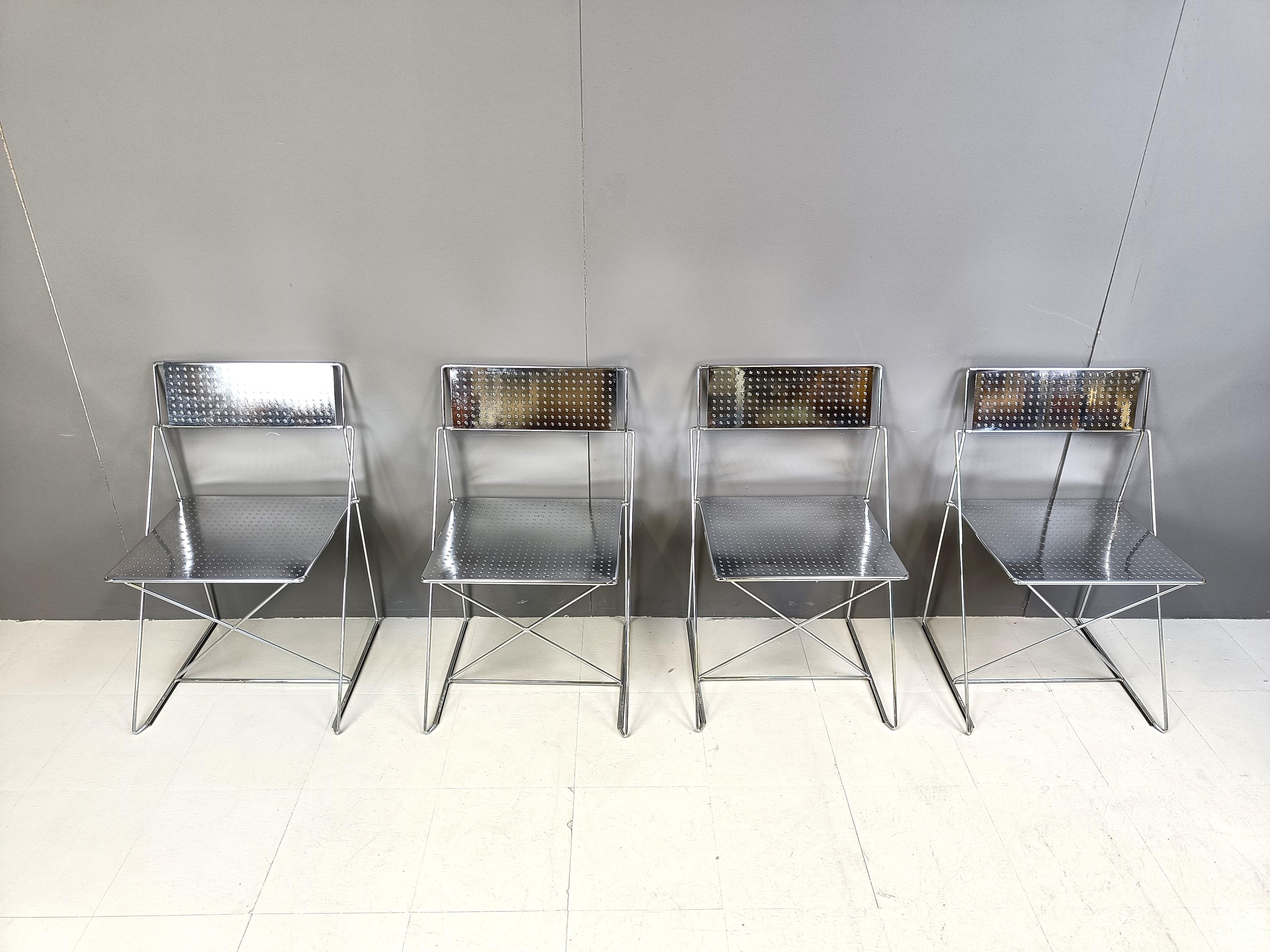 Cromo Sedie X-Line di Niels Jorgen Haugesen per Magis, 1977, set di 4 pezzi