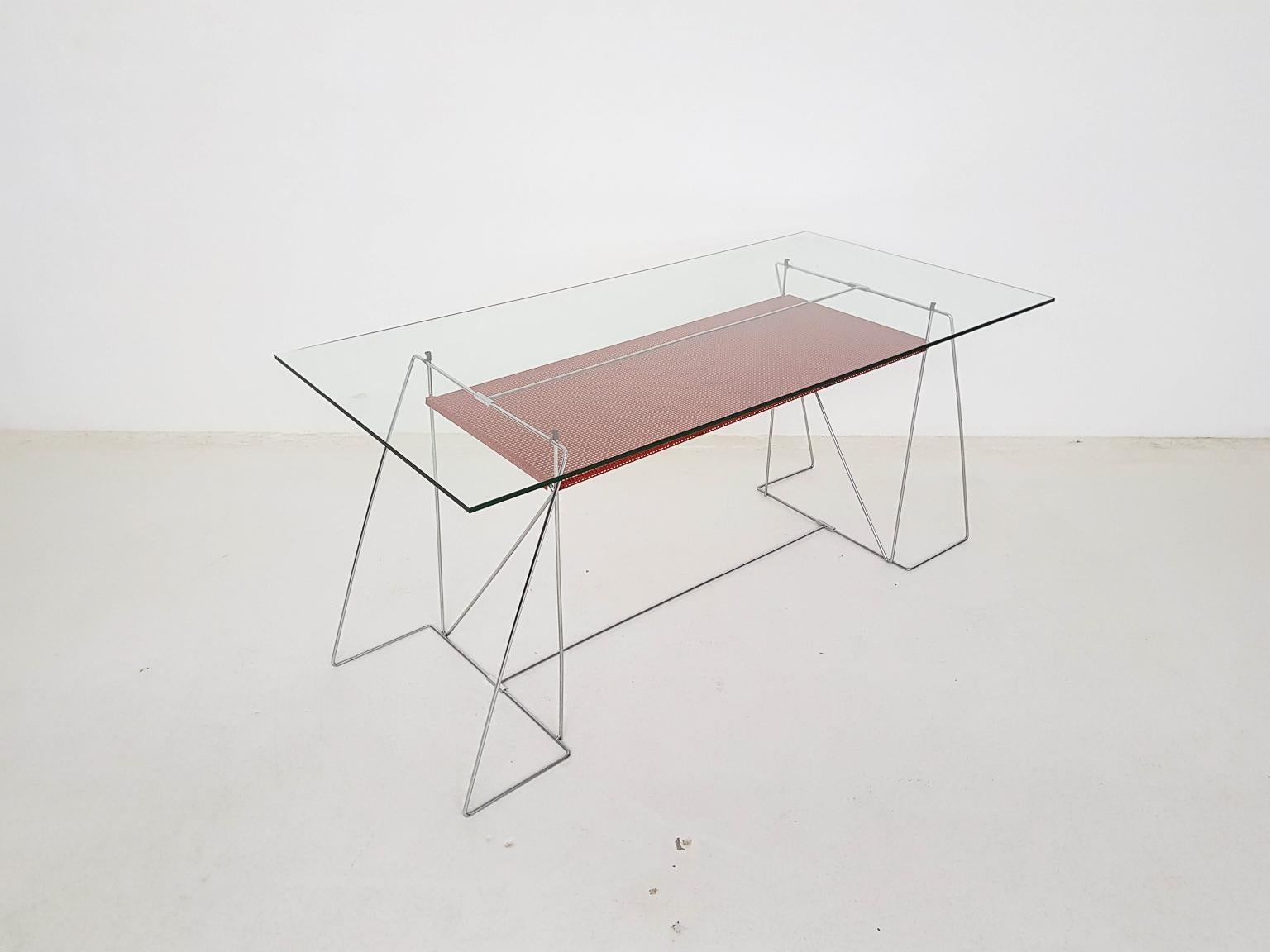 X-Line Metal Desk or Dining Table by Niels Jørgen Haugesen, Danish Modern 1977 In Good Condition In Amsterdam, NL