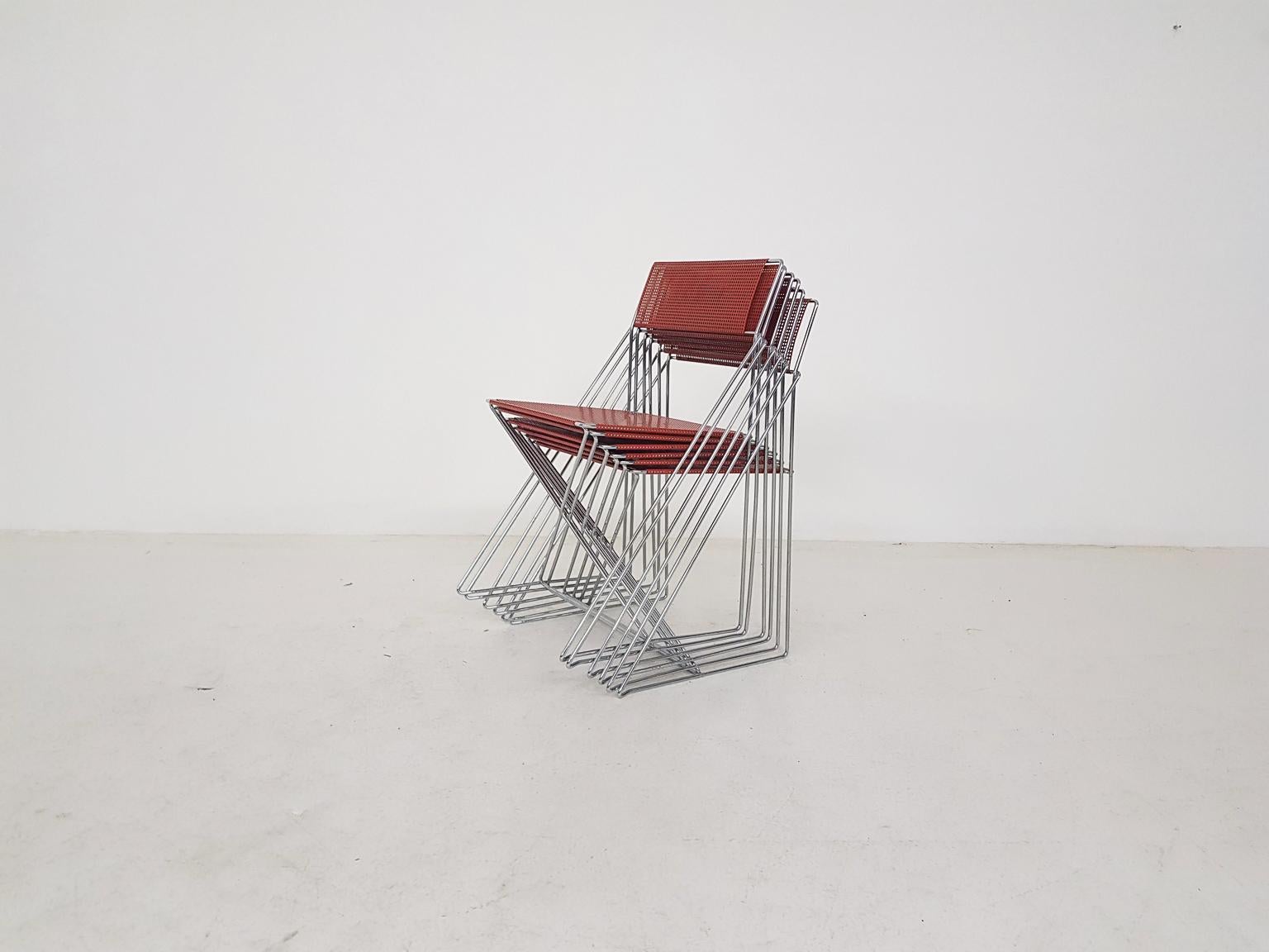 X-Line Metal Dining Chairs by Niels Jørgen Haugesen, Danish Modern, 1977 2