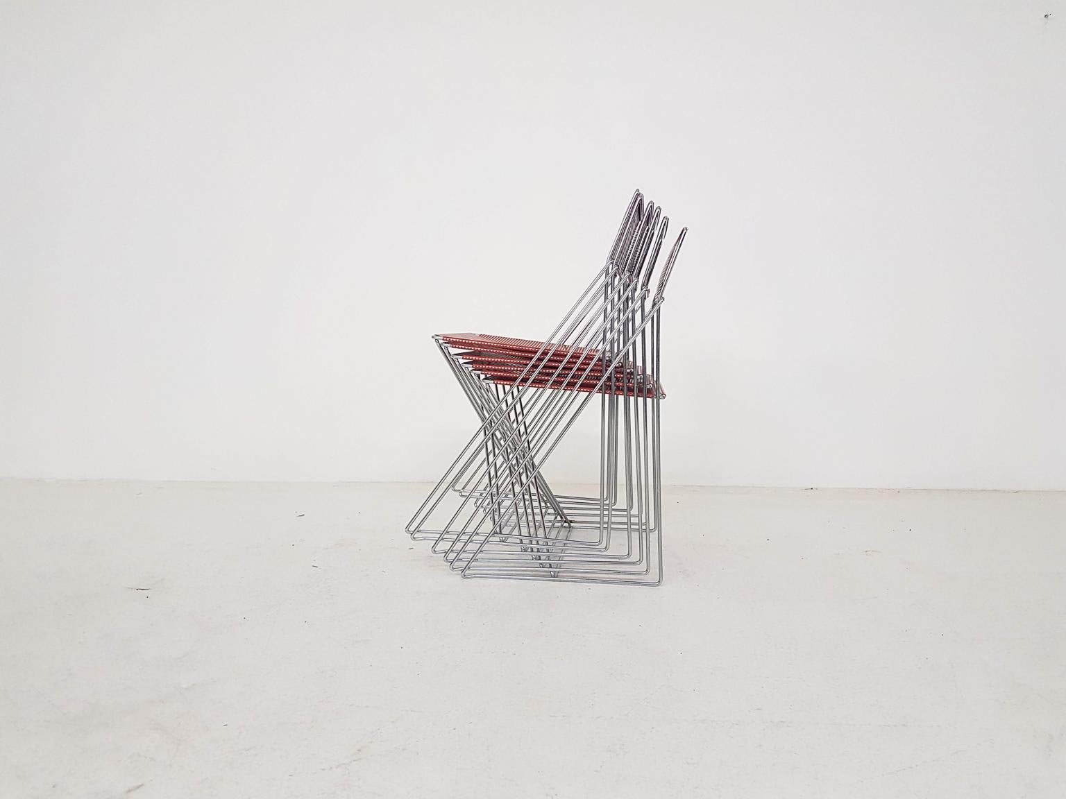 X-Line Metal Dining Chairs by Niels Jørgen Haugesen, Danish Modern, 1977 3