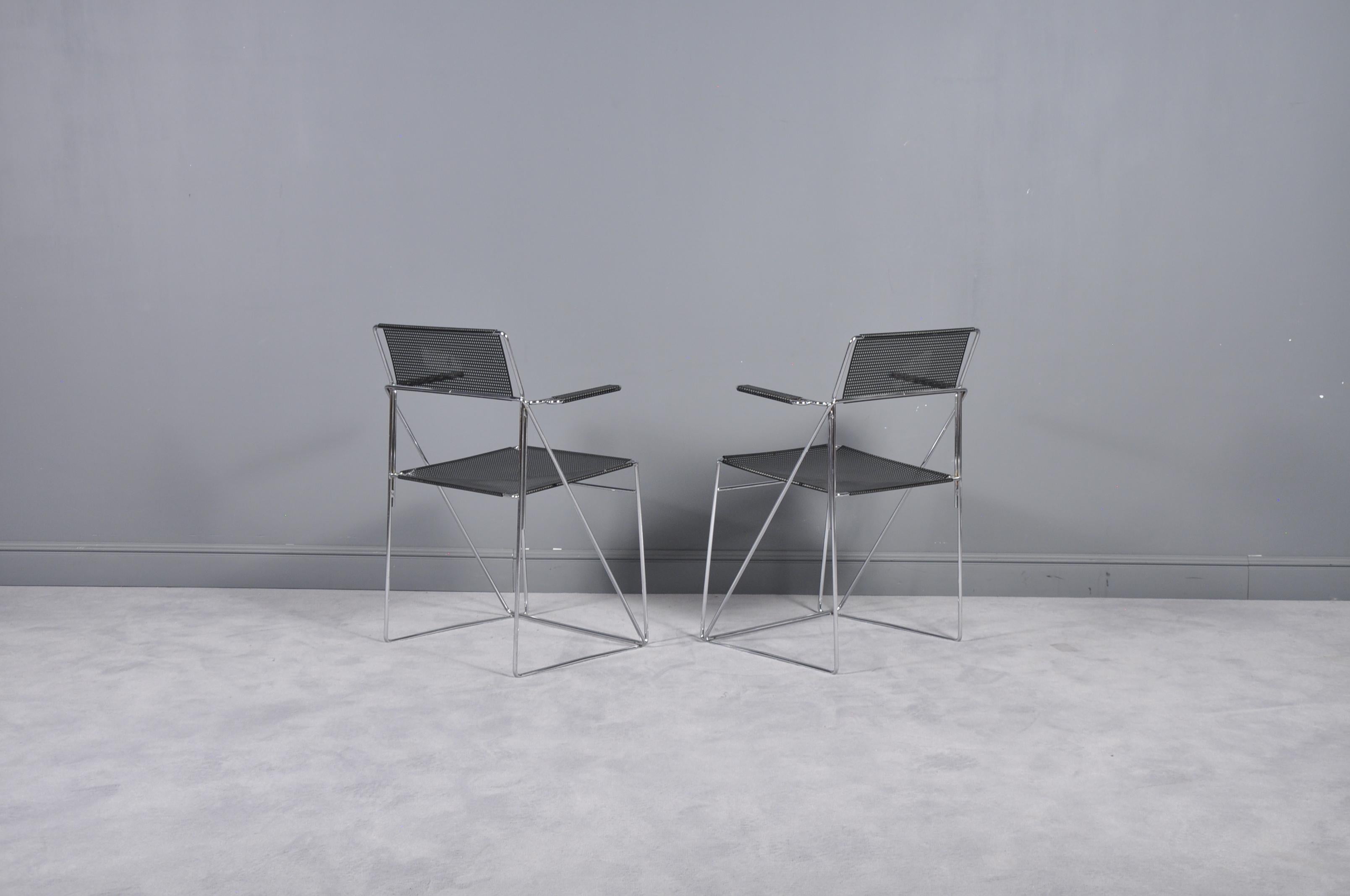 Modern X Line Stacking Chairs by Niels Jørgen Haugesen for Hybodan, 1970s, Set of 2