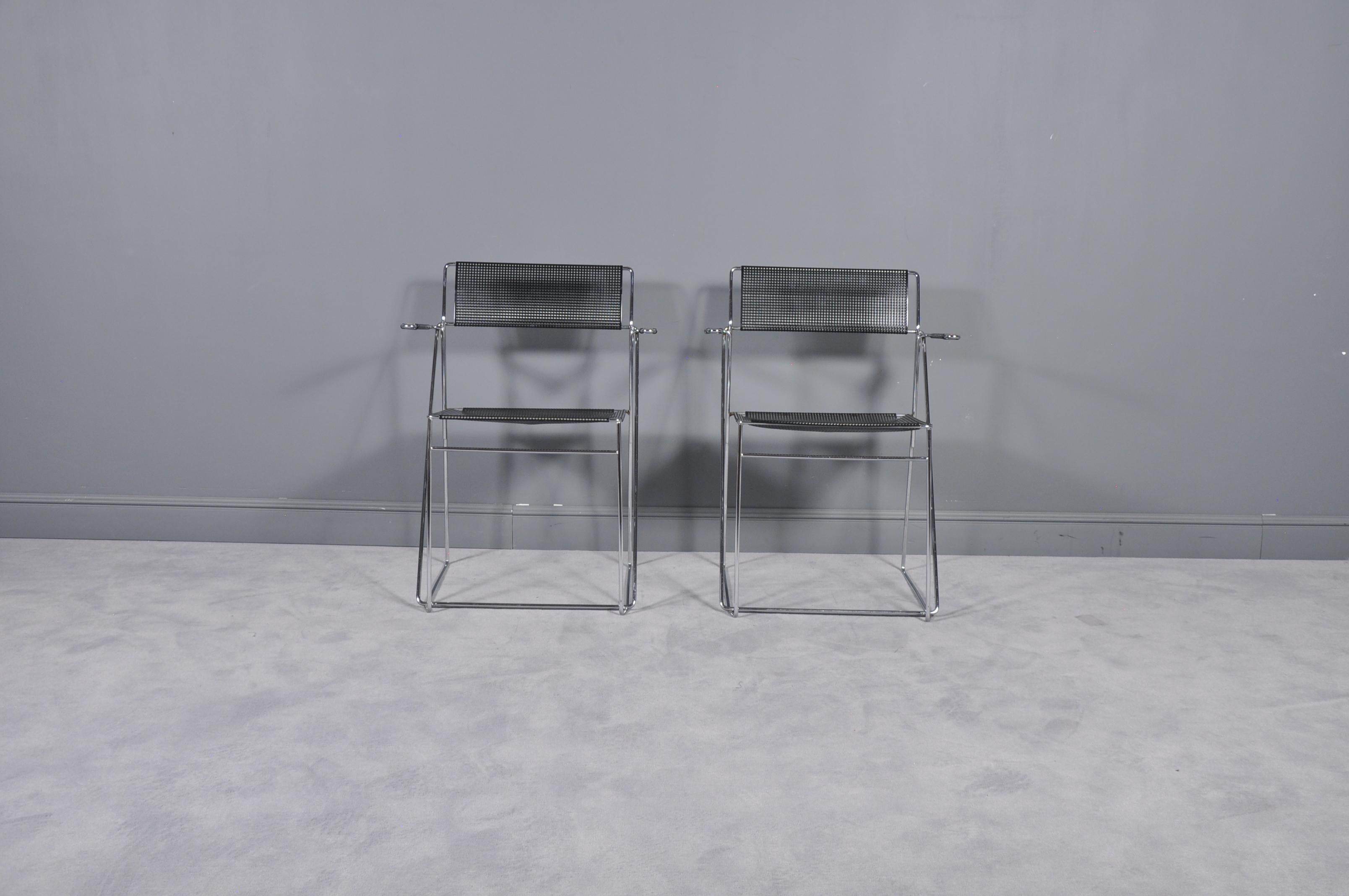 Late 20th Century X Line Stacking Chairs by Niels Jørgen Haugesen for Hybodan, 1970s, Set of 2