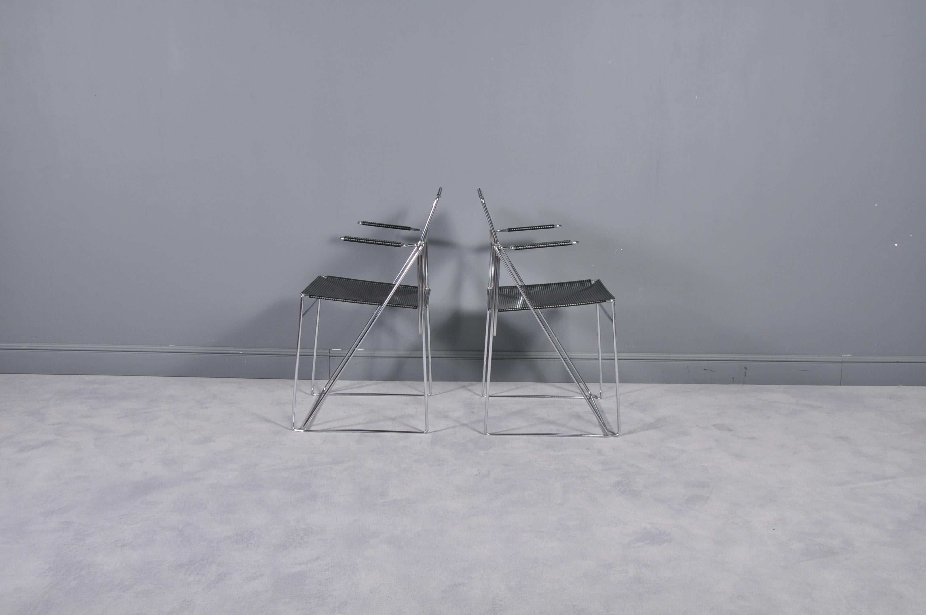 X Line Stacking Chairs by Niels Jørgen Haugesen for Hybodan, 1970s, Set of 2 1