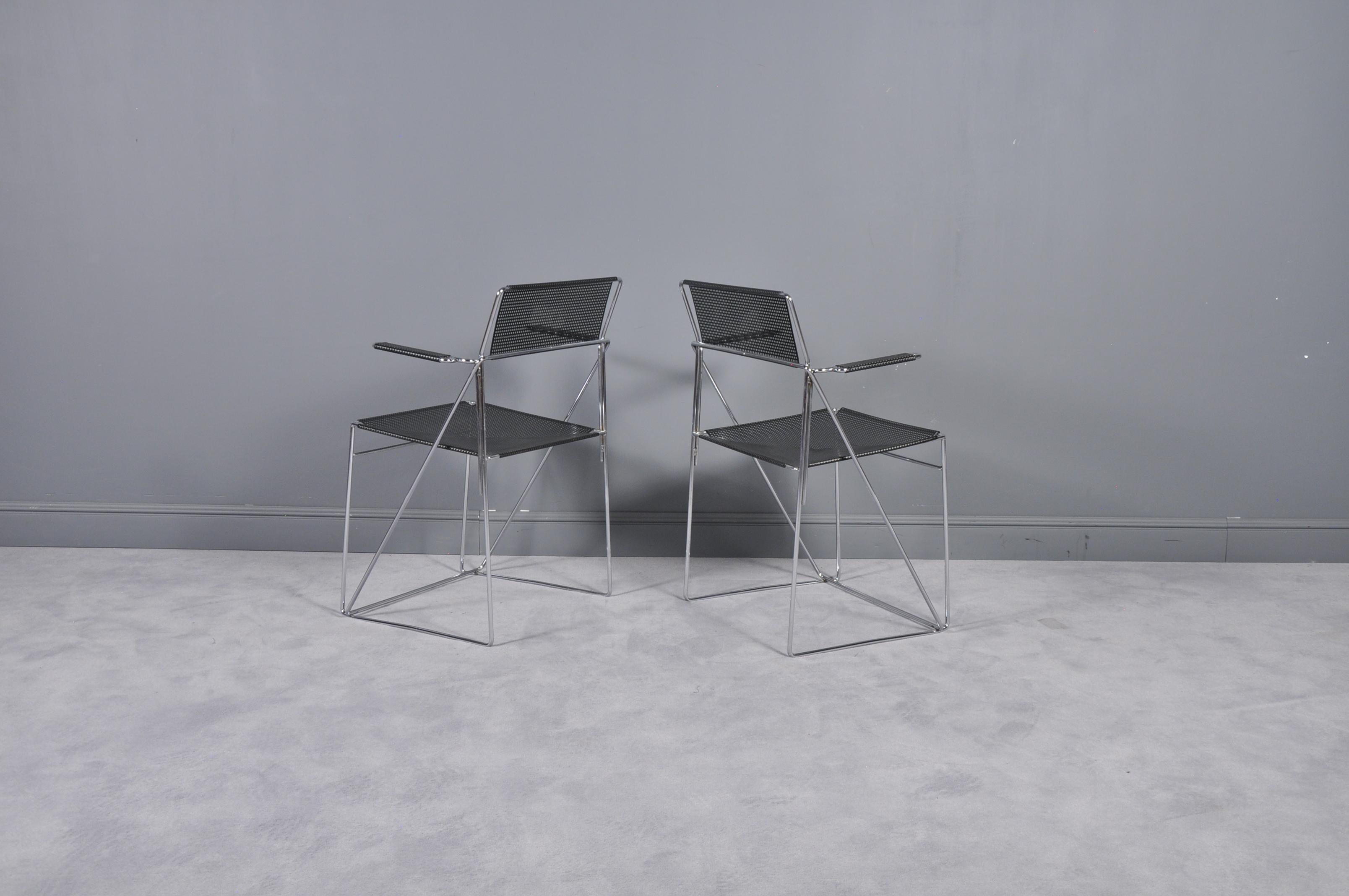 X Line Stacking Chairs by Niels Jørgen Haugesen for Hybodan, 1970s, Set of 2 2