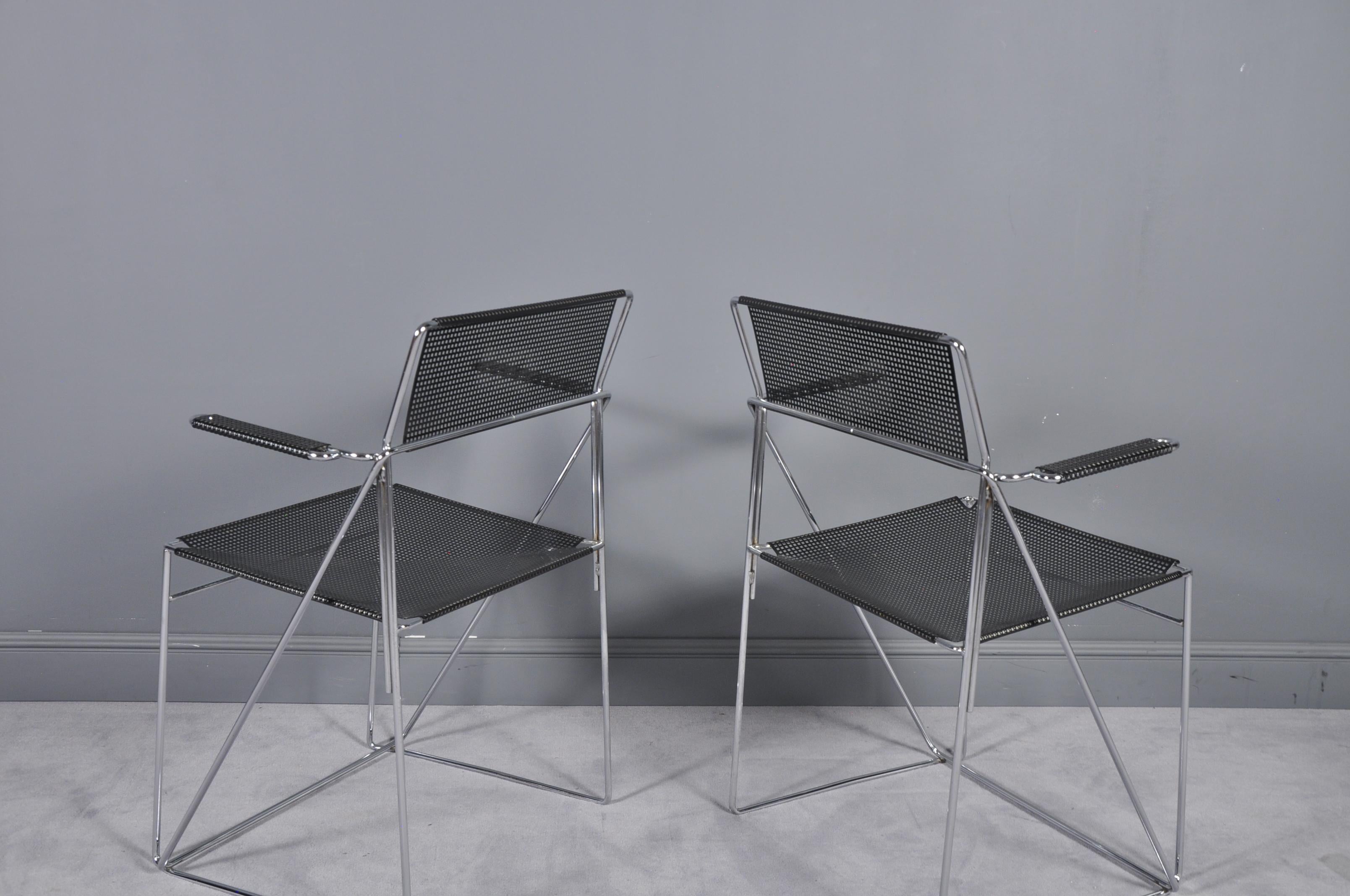 X Line Stacking Chairs by Niels Jørgen Haugesen for Hybodan, 1970s, Set of 2 3