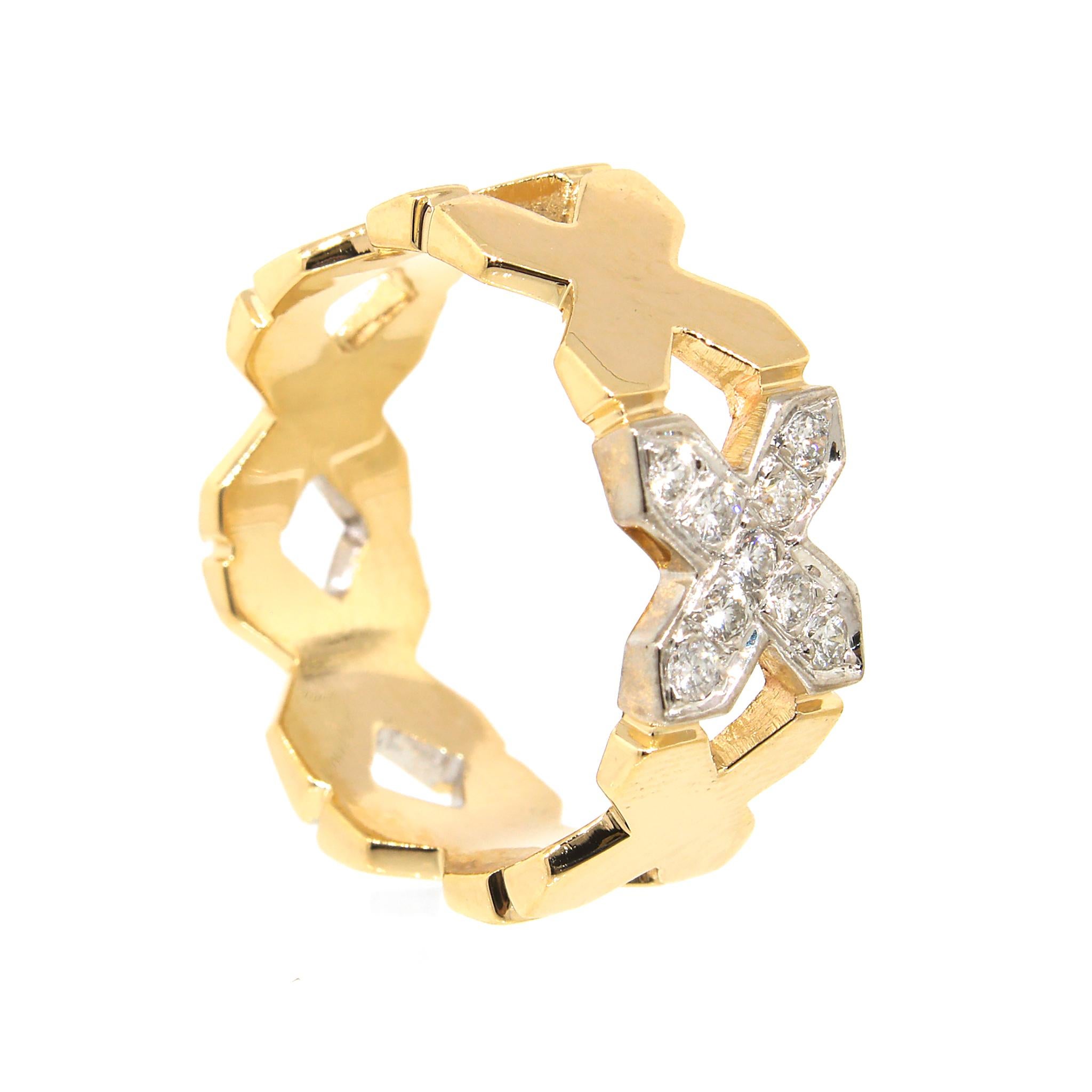 Taille ronde X signifie Bisous Bague en or massif avec diamant en vente