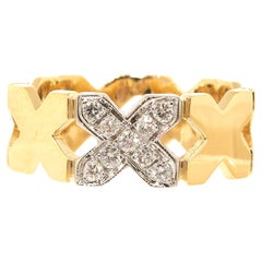 X Means Kisses Diamond Solid Gold Ring