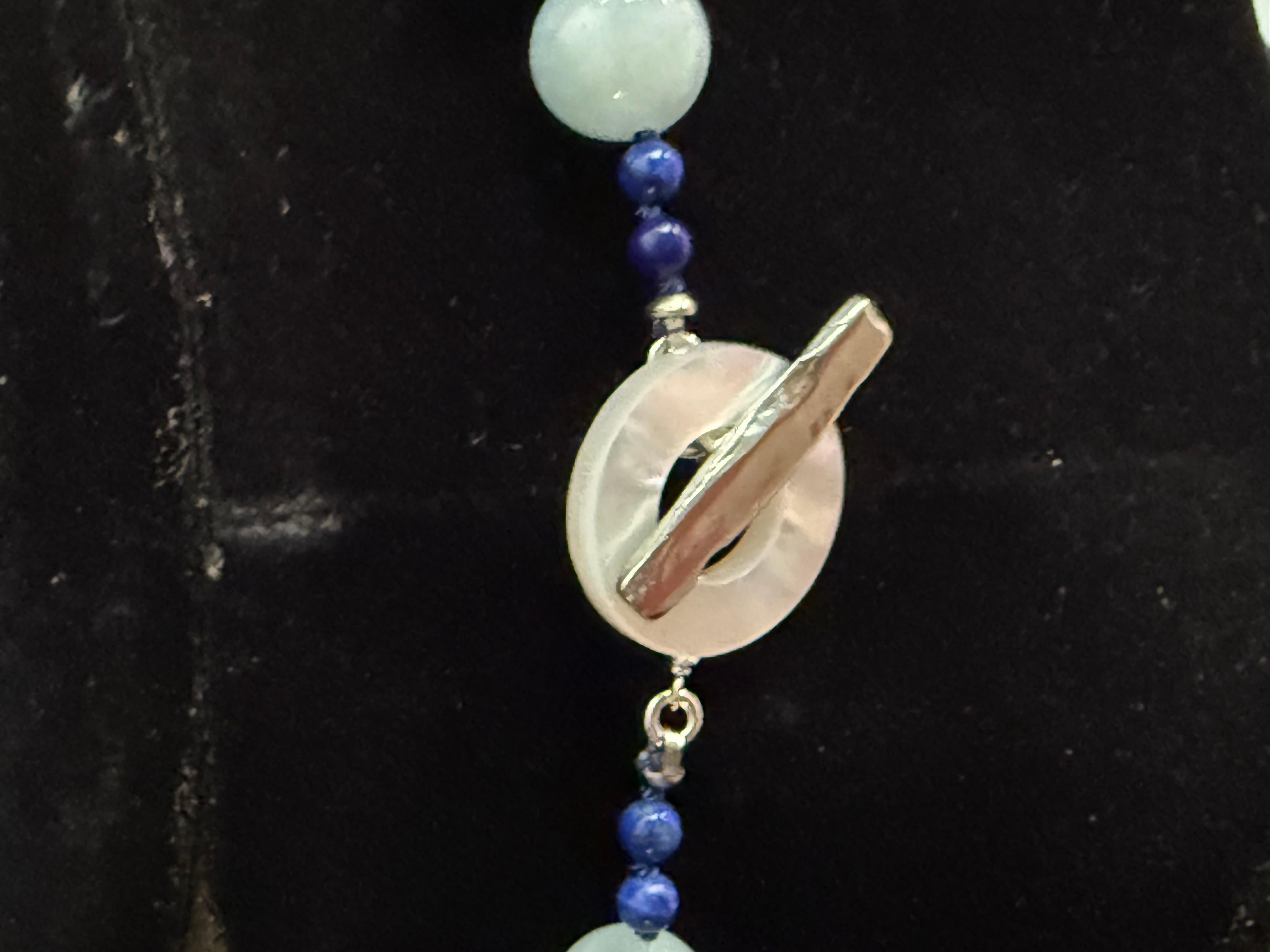 X collana di perle, acquamarina e lapislazzuli in vendita 2