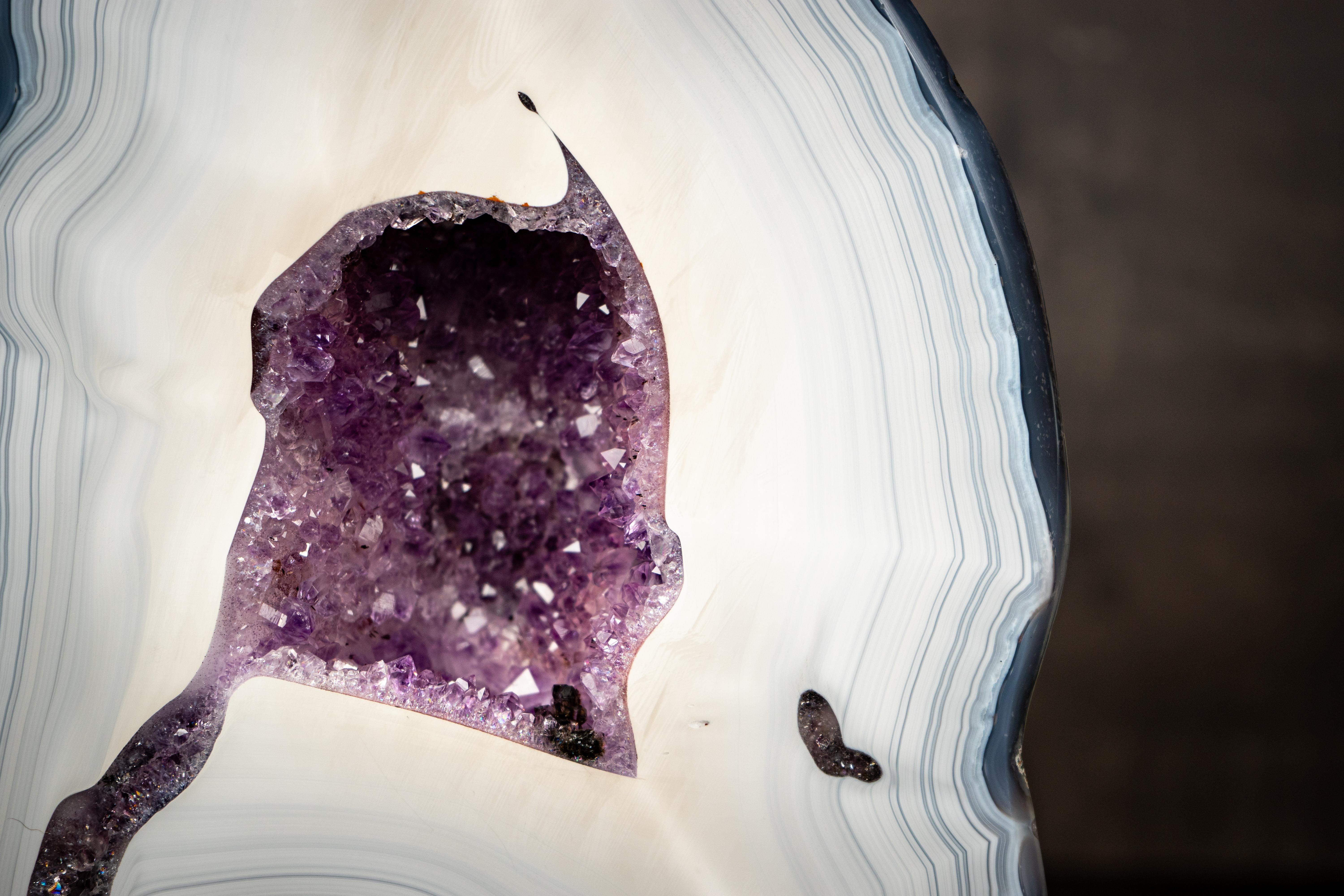 X Raro geode di agata bianca con grotta di druzy viola In condizioni Nuovo in vendita a Ametista Do Sul, BR