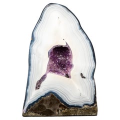 X Rara Geoda de Ágata Blanca de Encaje con Cueva de Druzy Violeta