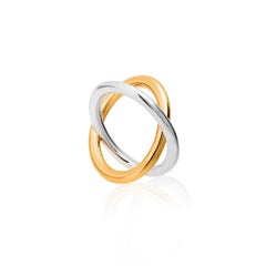 Silver & Gold Vermeil X Ring, size 65