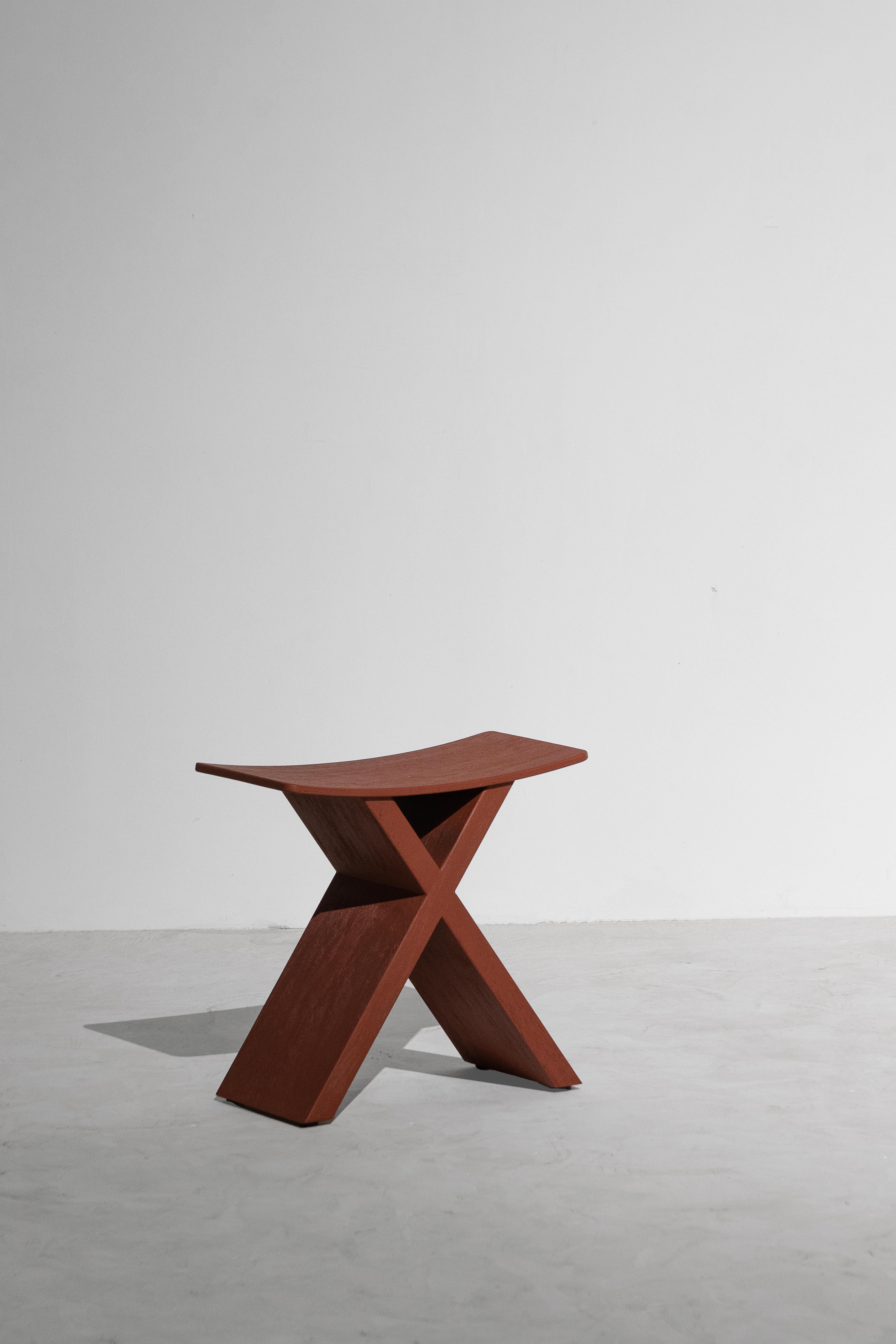 X, Rough Soli Red Monkey Pod Wood Stool For Sale 1