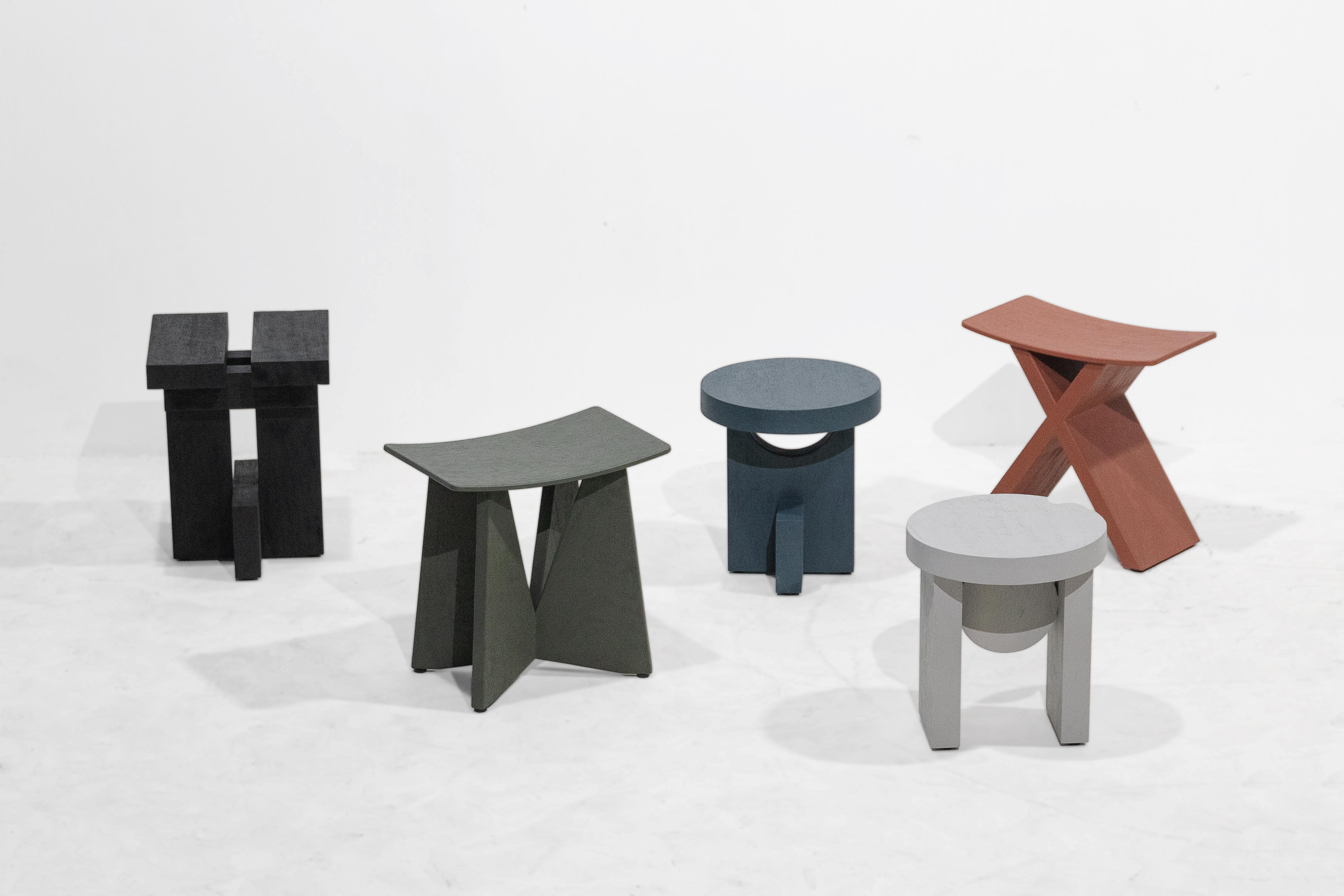 X, Rough Soli Red Monkey Pod Wood Stool For Sale 2
