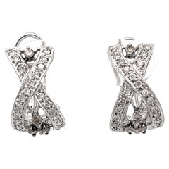 X Shaped Diamond Earrings in 18k White Gold