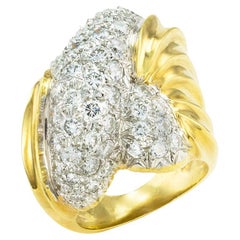 1970s Diamond Pavé Domed Yellow Gold Ring