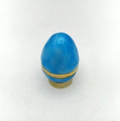 X-Small Egg style Faberge Aquamarine Enamel Sterling Silver Salimbeni