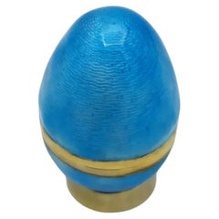 X-Pequeño Huevo estilo Fabergé Aguamarina Esmalte Plata de Ley Salimbeni