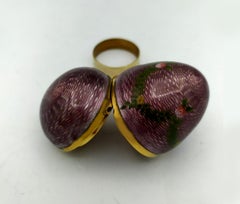 X-Small Egg style Faberge Enamel hand painted wreaths Sterling Silver Salimbeni