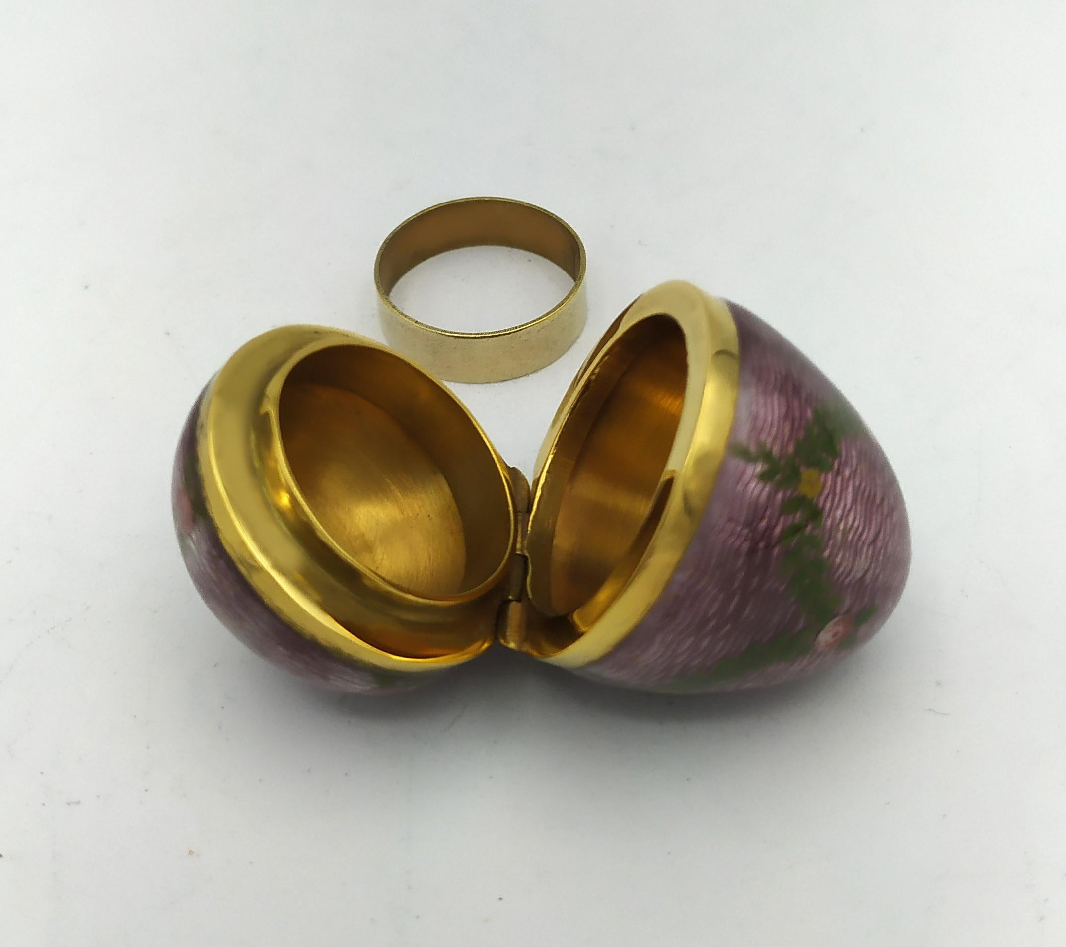 X-Pequeñas coronas estilo huevo Fabergé Esmalte pintado a mano Plata de ley Salimbeni Italiano en venta
