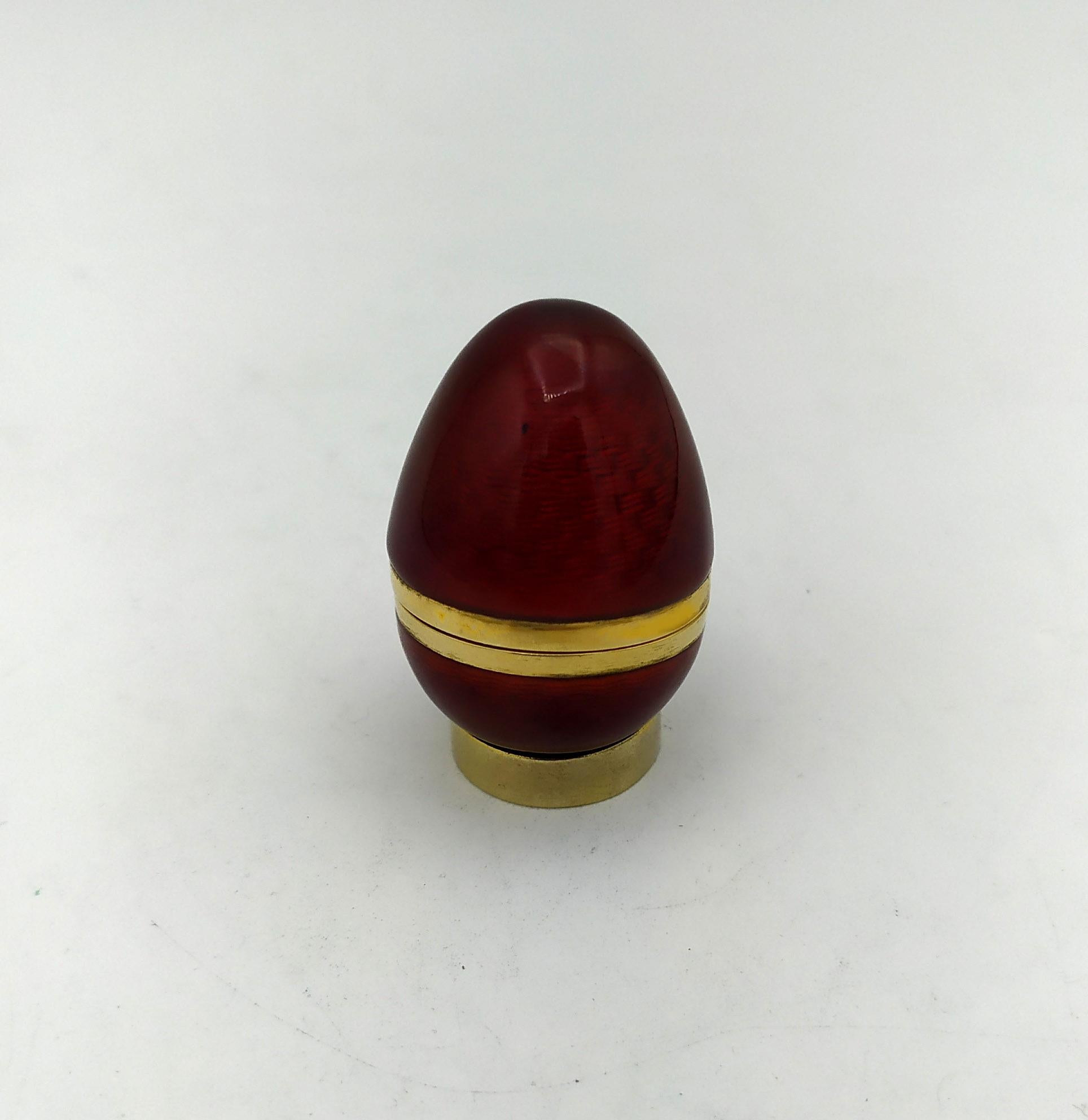 X-Pequeño Huevo estilo Fabergé Rubí Rojo Esmalte Plata de Ley Salimbeni Imperio