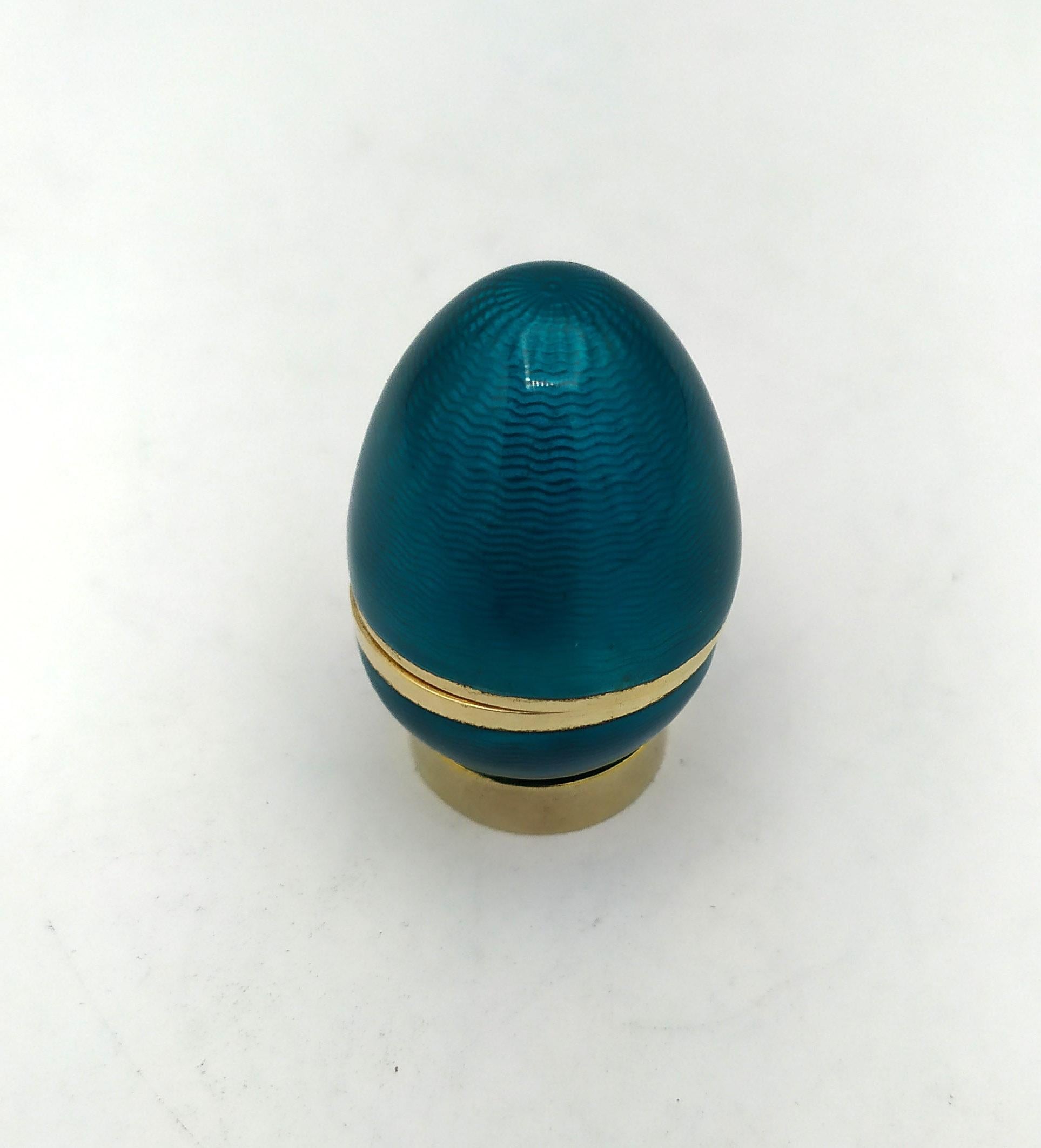 X-Pequeño Huevo estilo Fabergé Zafiro Azul Esmalte Plata de Ley Salimbeni Imperio en venta