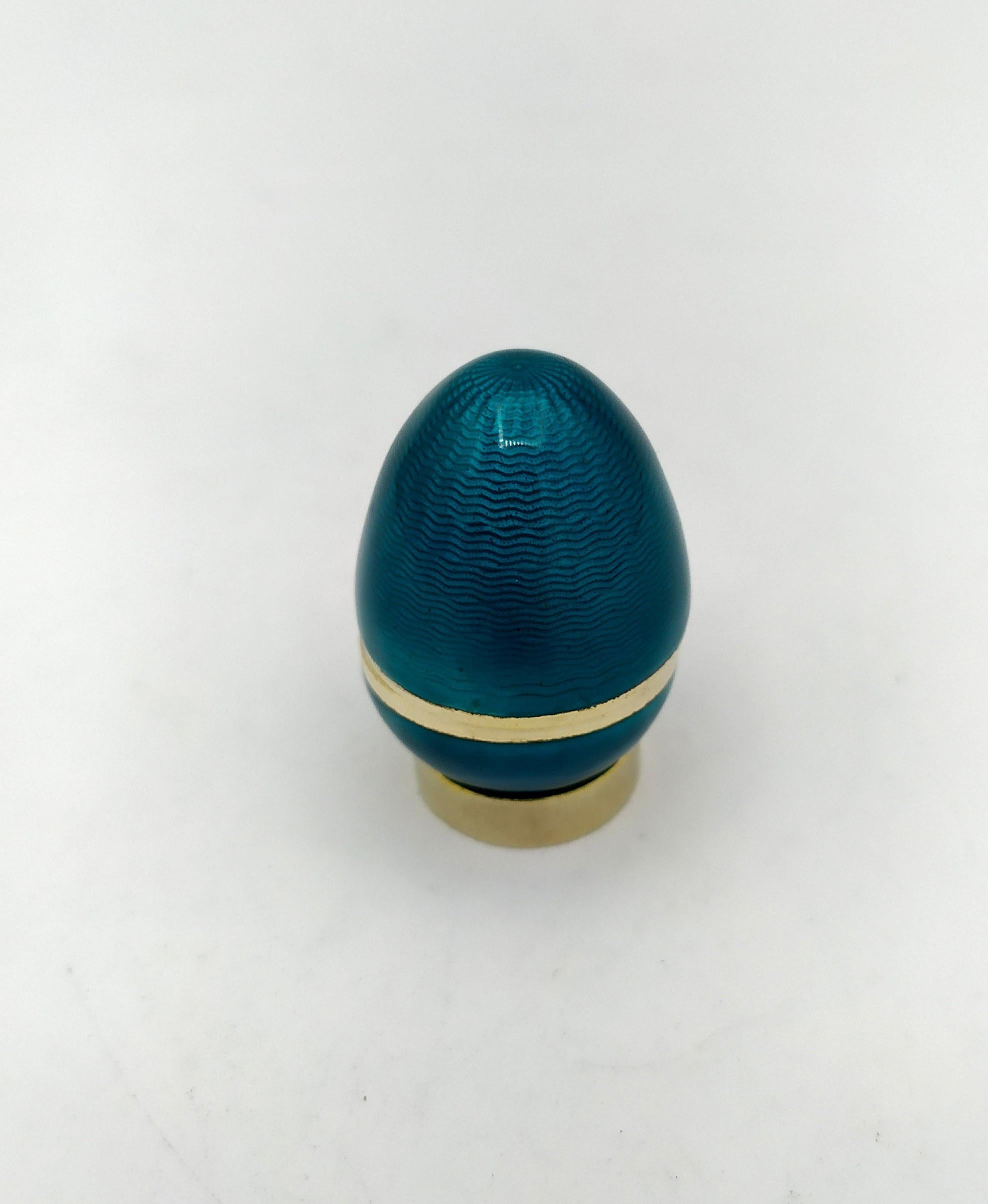 X-Pequeño Huevo estilo Fabergé Zafiro Azul Esmalte Plata de Ley Salimbeni en Excelente estado para la venta en Firenze, FI