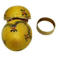 X-große Eierform Faberge Gelbe Emaille handbemalte Kränze Salimbeni