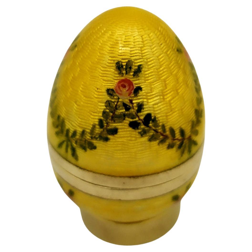 X-Pequeñas coronas de flores pintadas a mano con esmalte amarillo Fabergé estilo huevo Salimbeni