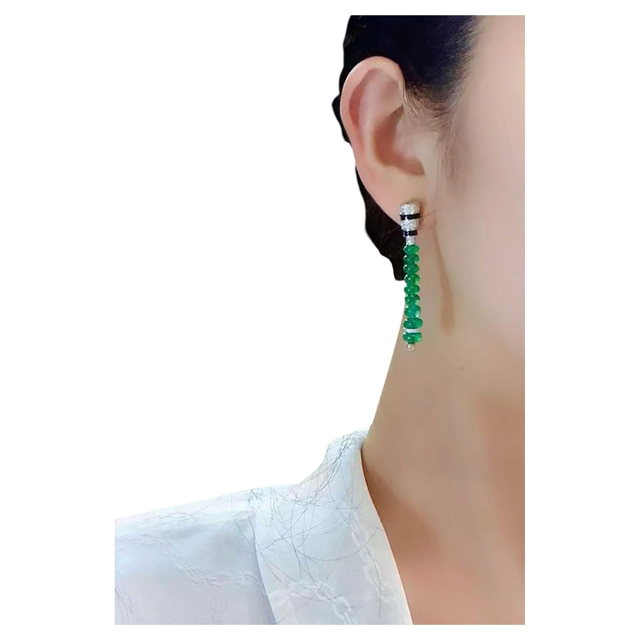 X Solemn Oath Art Deco 18k Emerald&Diamond For Sale