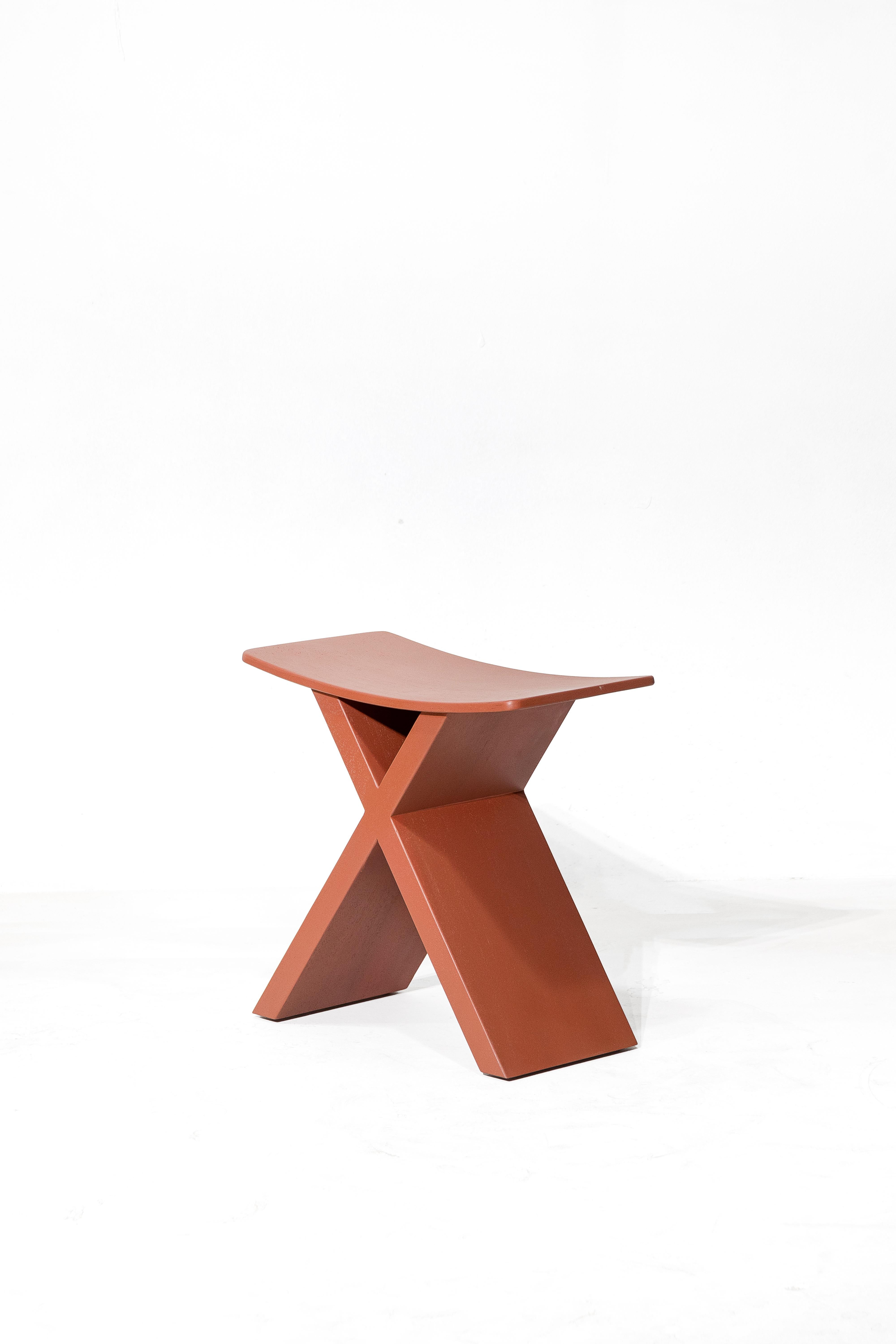 X, Soli Red Monkey Pod Wood Stool For Sale 1